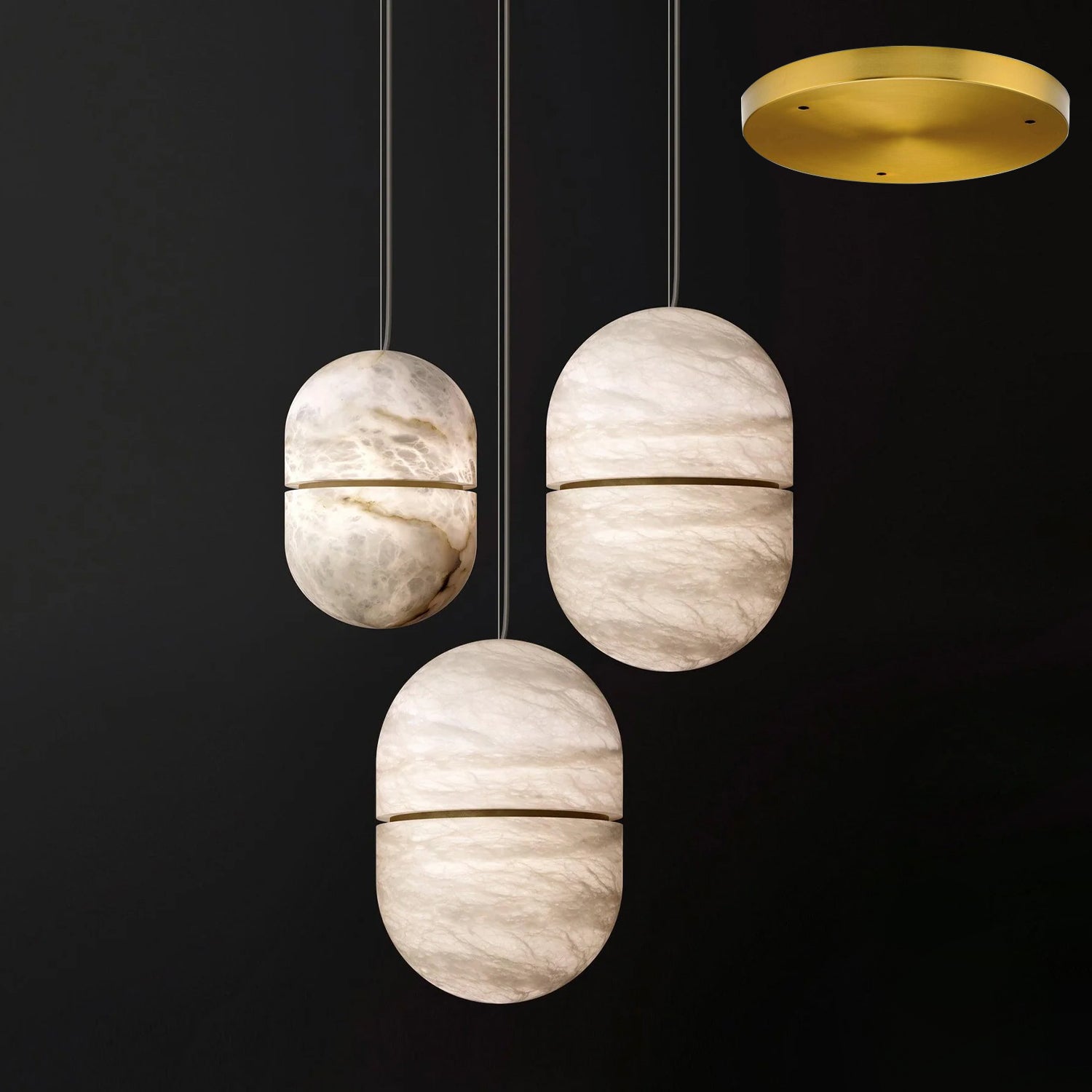 Strata Alabaster Pendant Light Capsule-shaped - Letslighting