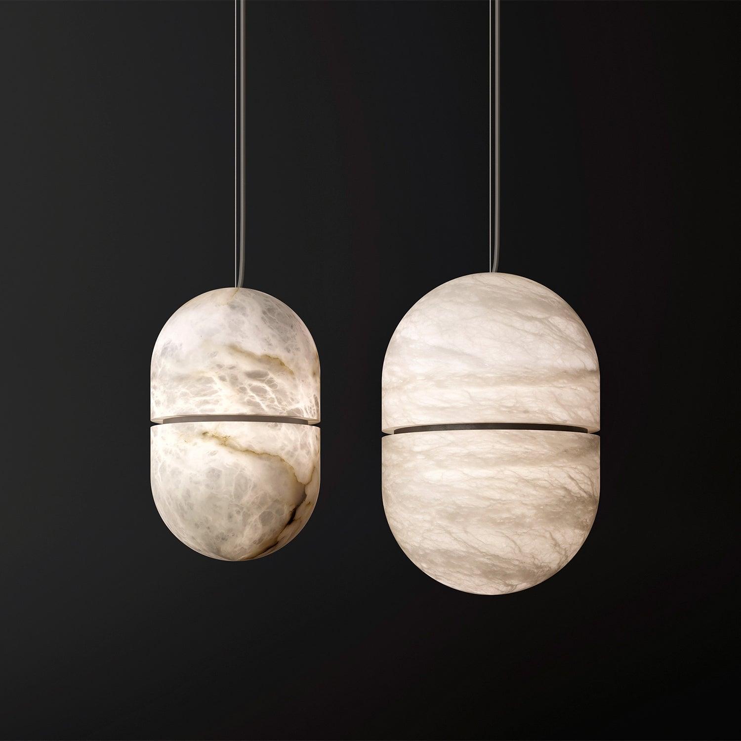 Strata Alabaster Pendant Light Capsule-shaped - Letslighting