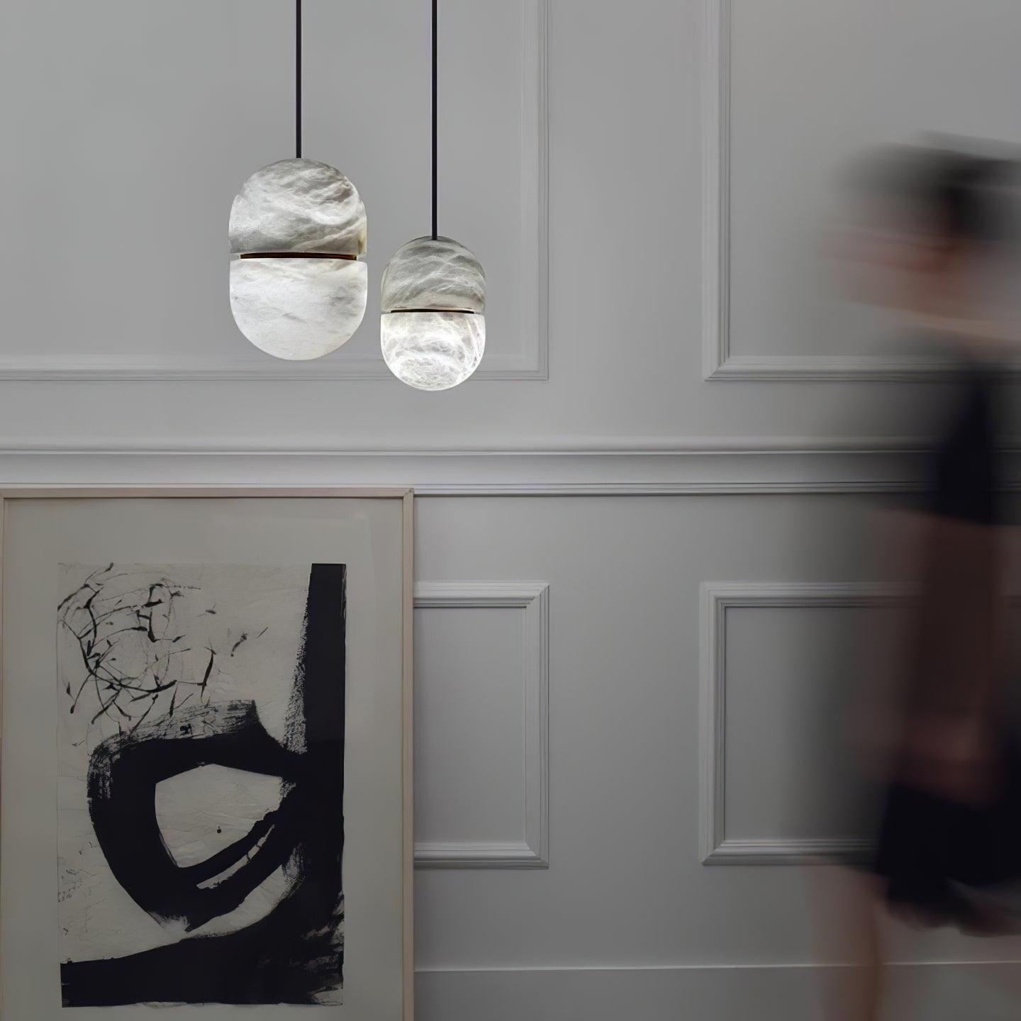 Strata Alabaster Pendant Light Capsule-shaped - Letslighting