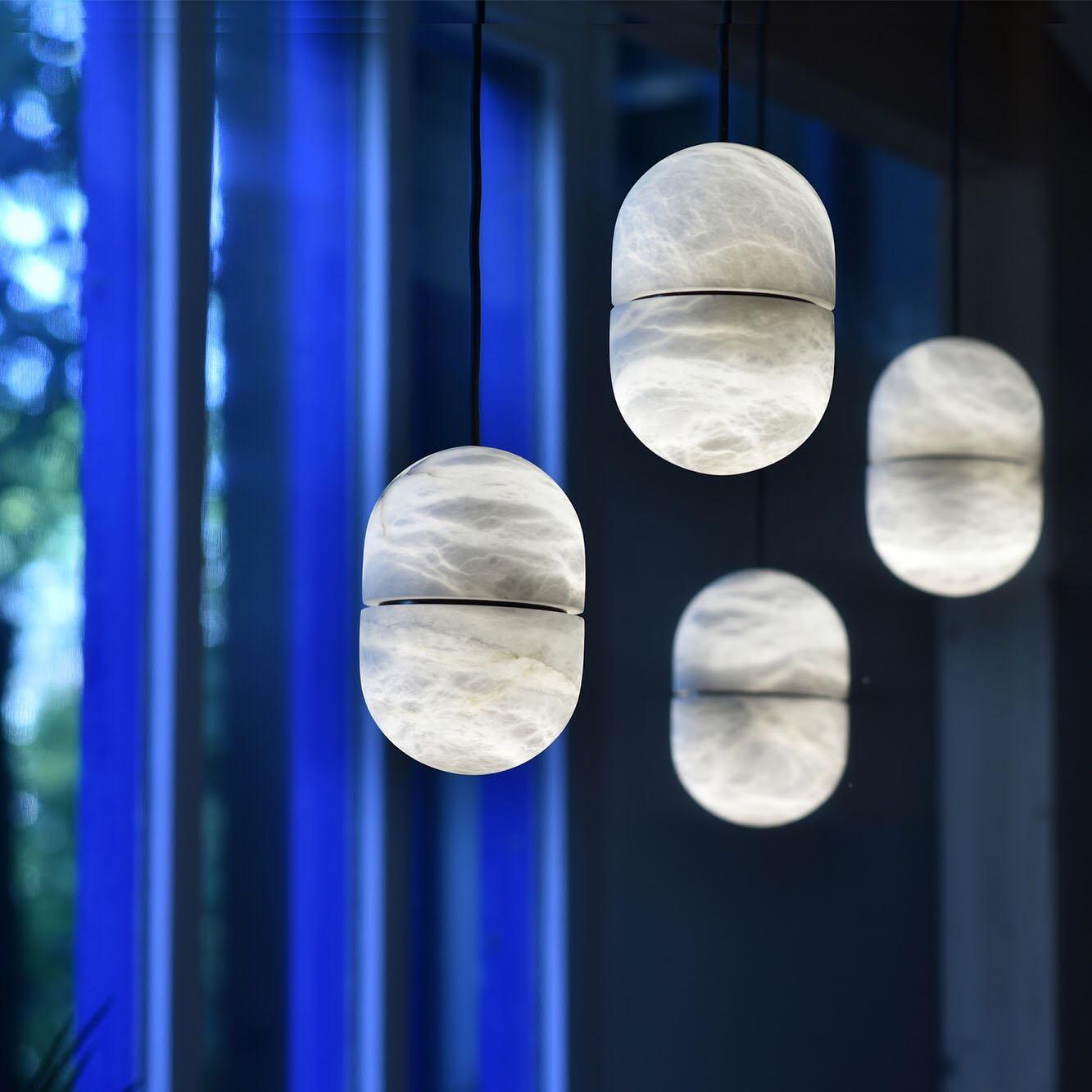 Strata Alabaster Pendant Light Capsule-shaped - Letslighting