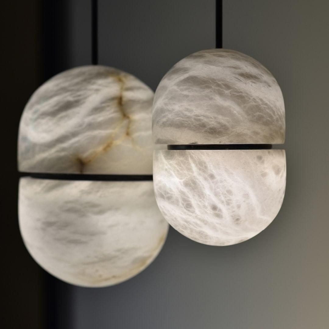 Strata Alabaster Pendant Light Capsule-shaped - Letslighting