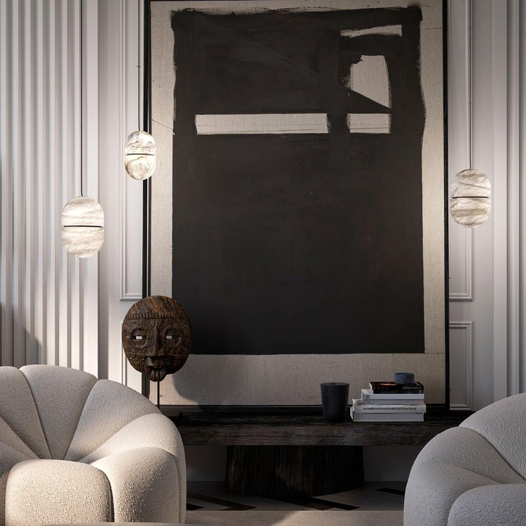 Strata Alabaster Pendant Light Capsule-shaped - Letslighting