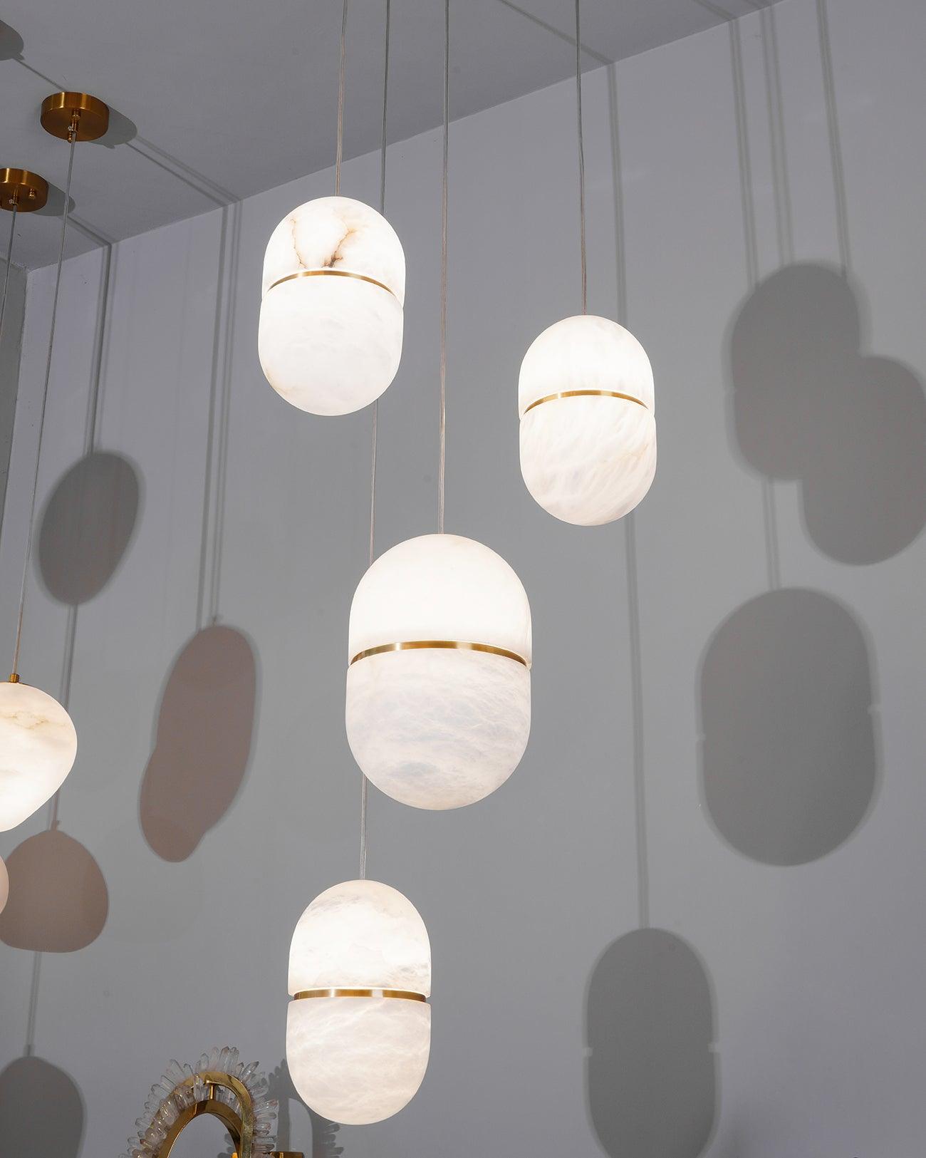 Strata Alabaster Pendant Light Capsule-shaped - Letslighting