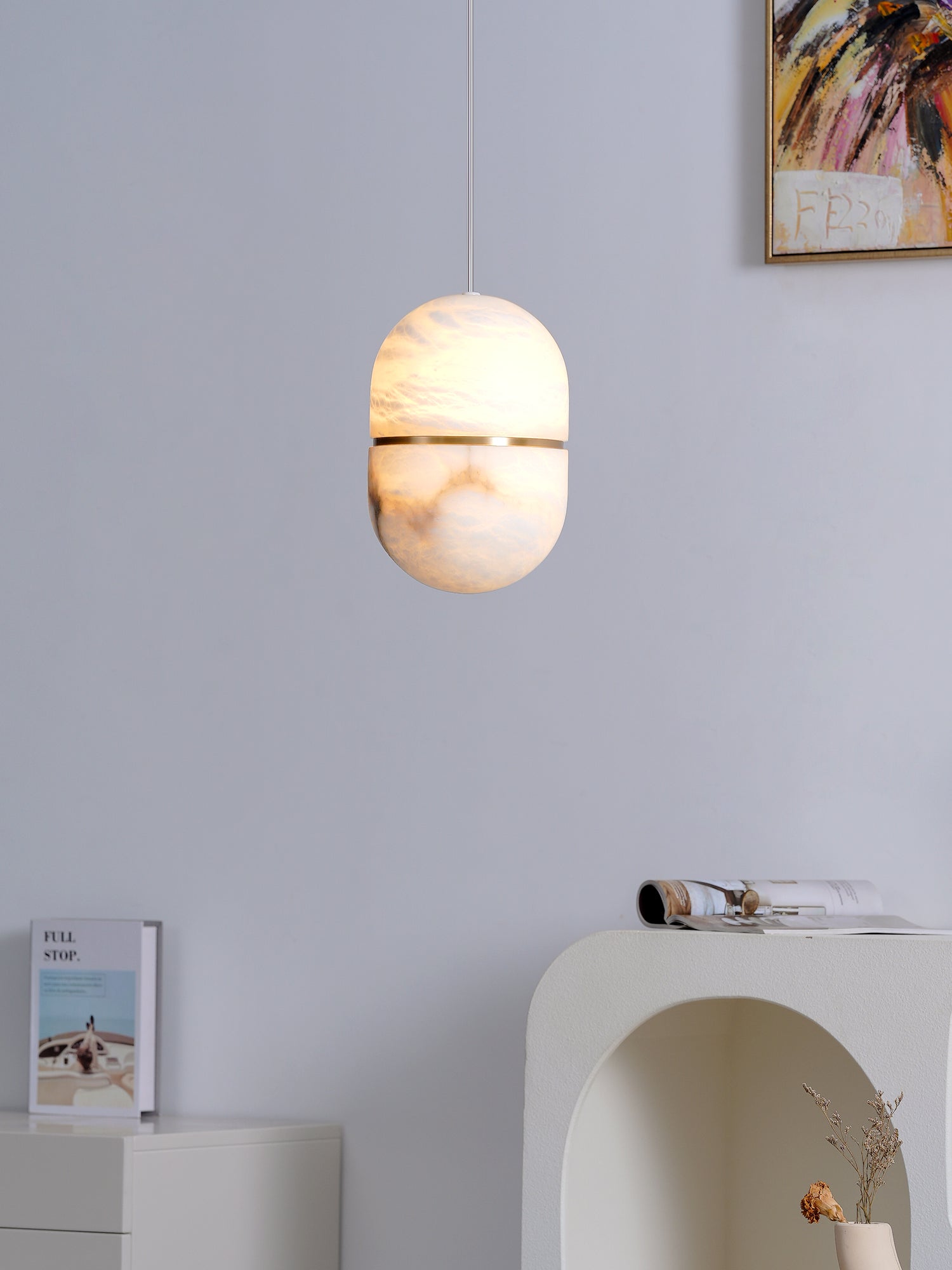 Strata Alabaster Pendant Light Capsule-shaped - Letslighting