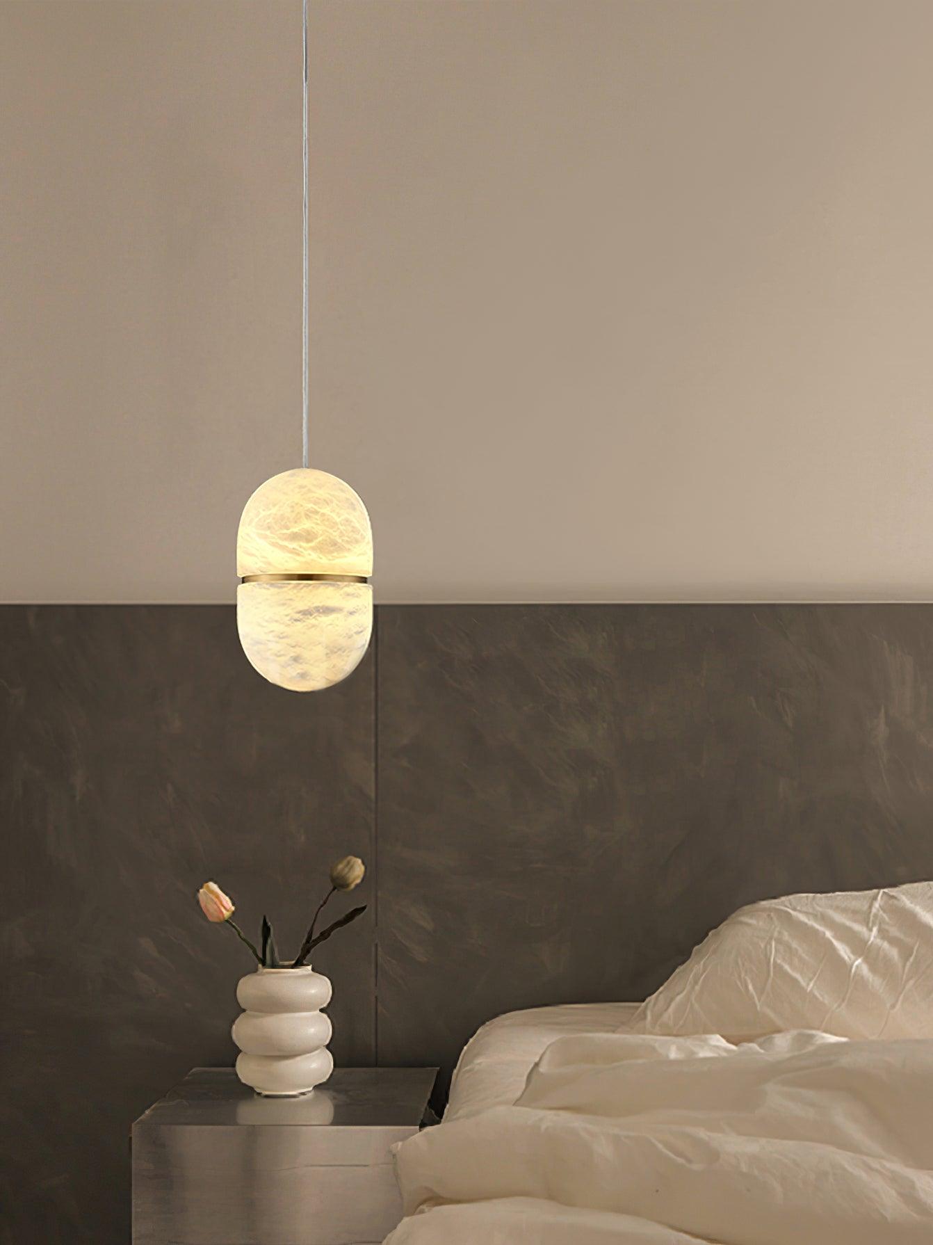 Strata Alabaster Pendant Light Capsule-shaped - Letslighting