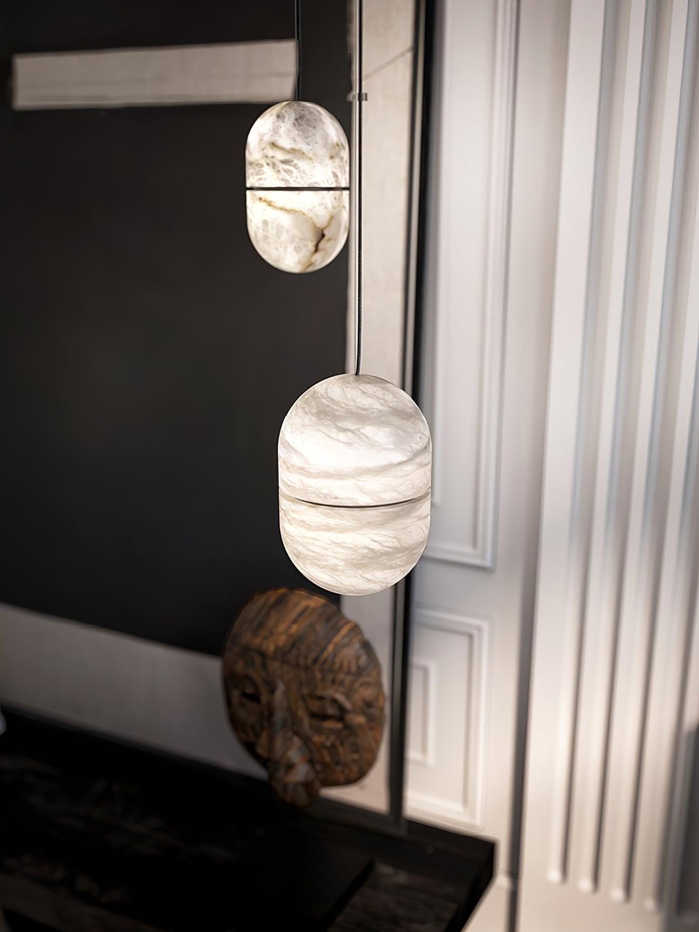 Strata Alabaster Pendant Light Capsule-shaped - Letslighting