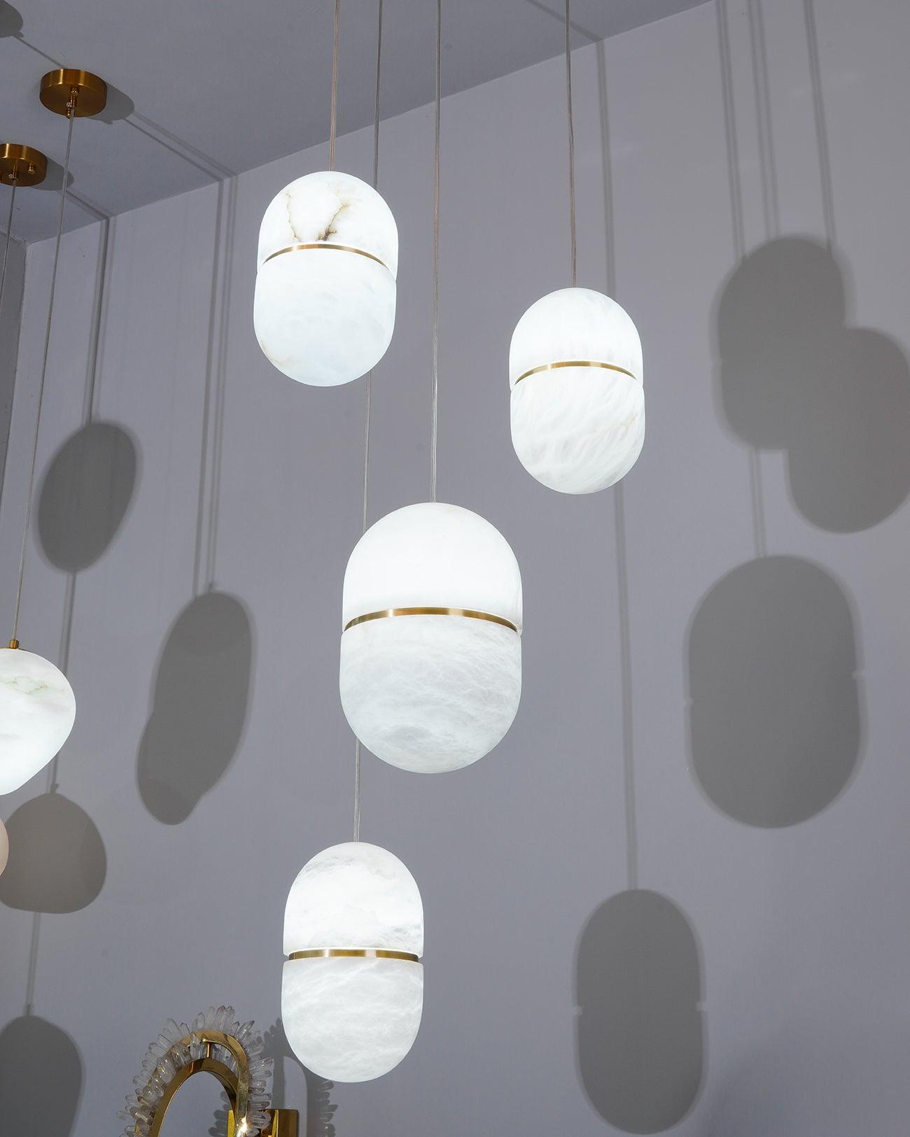 Strata Alabaster Pendant Light Capsule-shaped - Letslighting