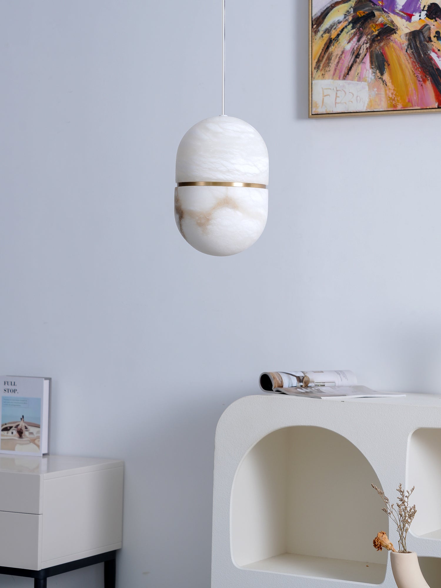 Strata Alabaster Pendant Light Capsule-shaped - Letslighting