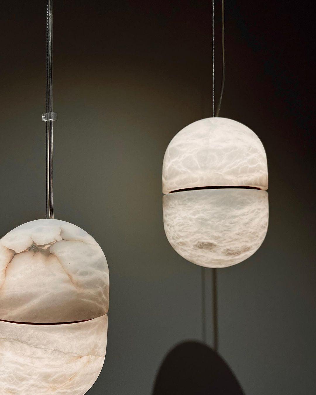 Strata Alabaster Pendant Light Capsule-shaped - Letslighting