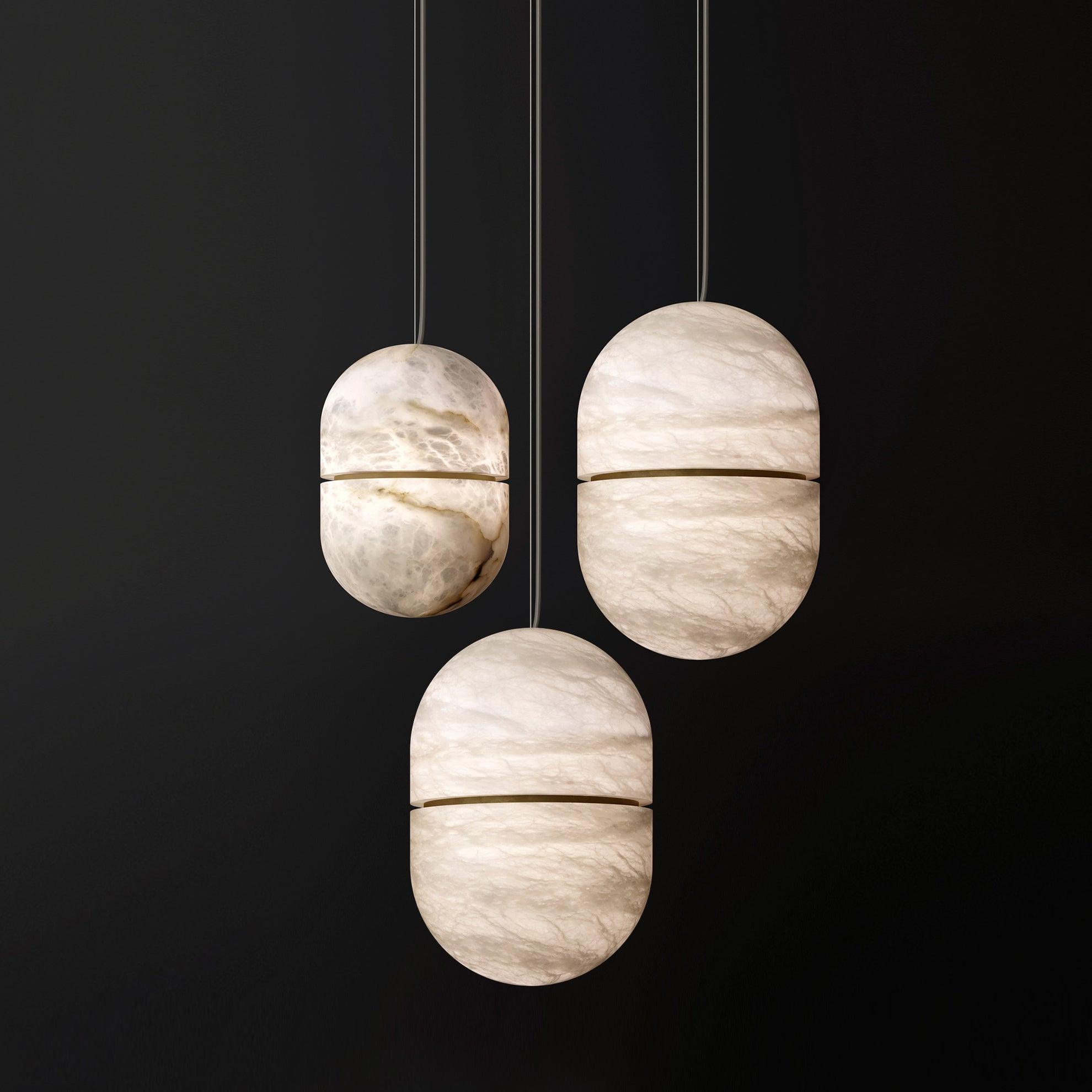 Strata Alabaster Pendant Light Capsule-shaped - Letslighting