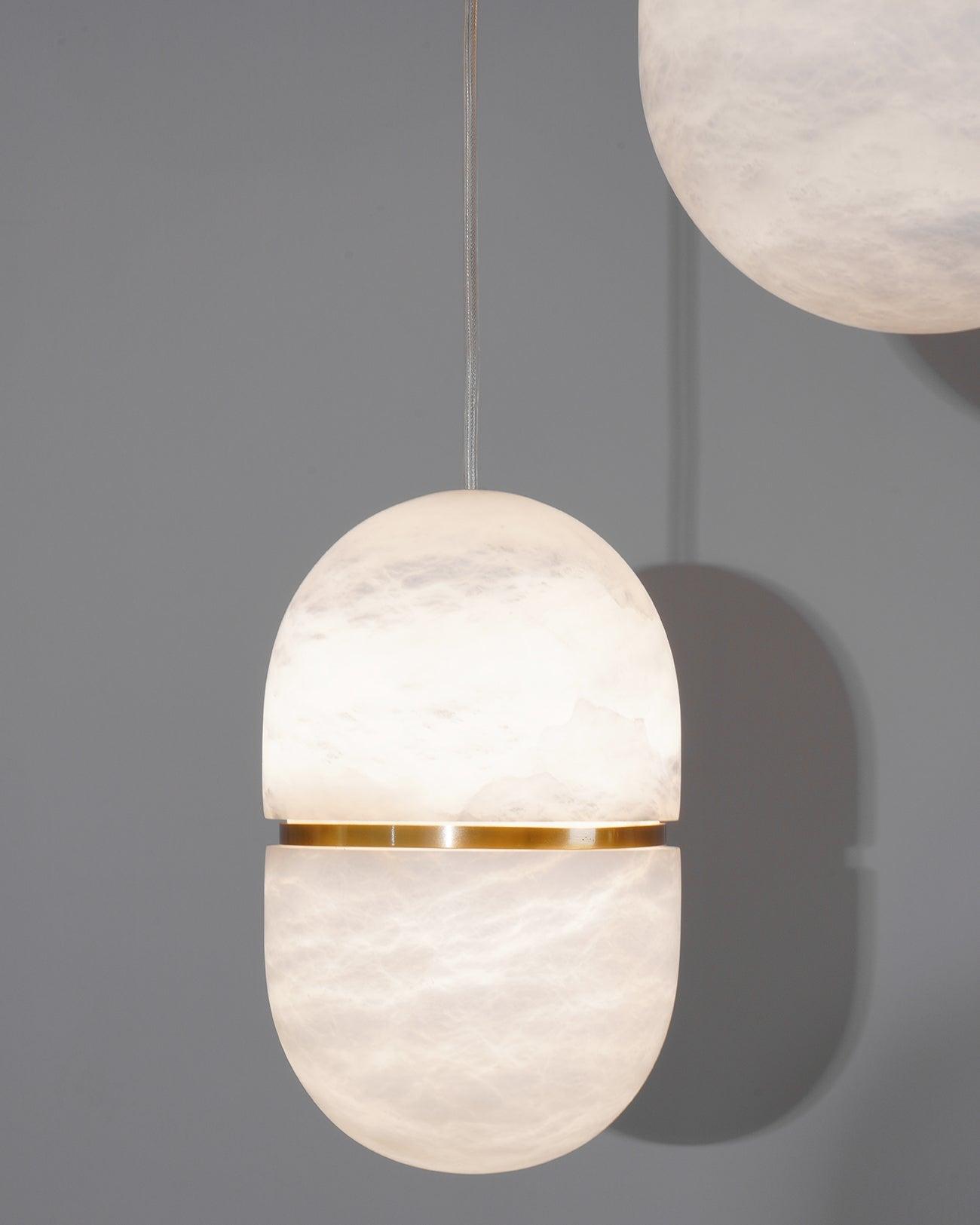 Strata Alabaster Pendant Light Capsule-shaped - Letslighting