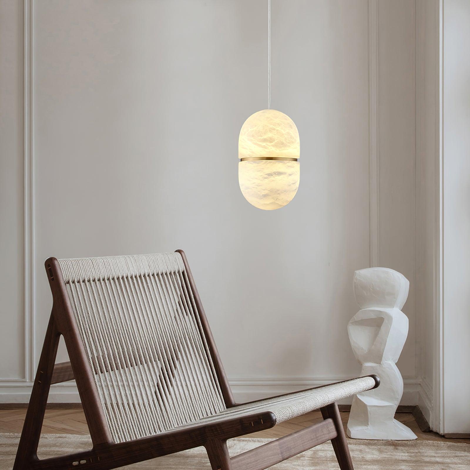 Strata Alabaster Pendant Light Capsule-shaped - Letslighting