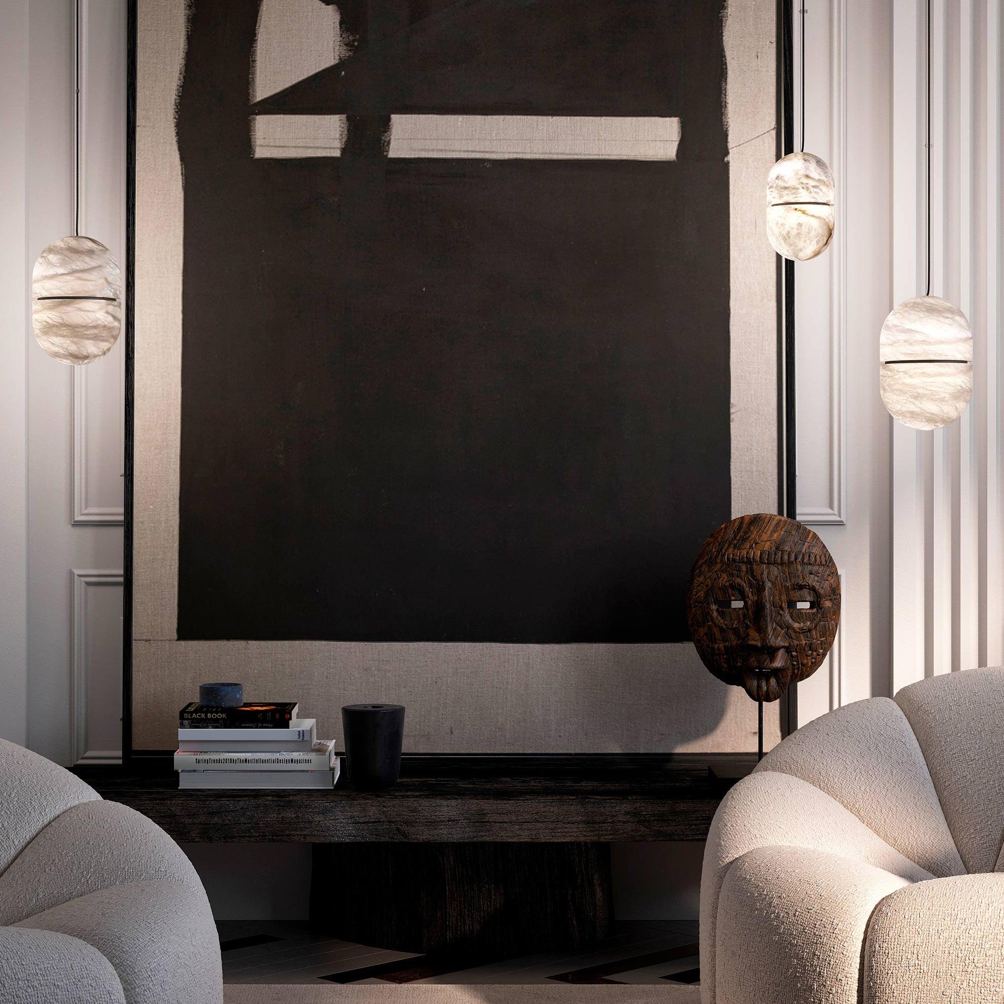Strata Alabaster Pendant Light Capsule-shaped - Letslighting