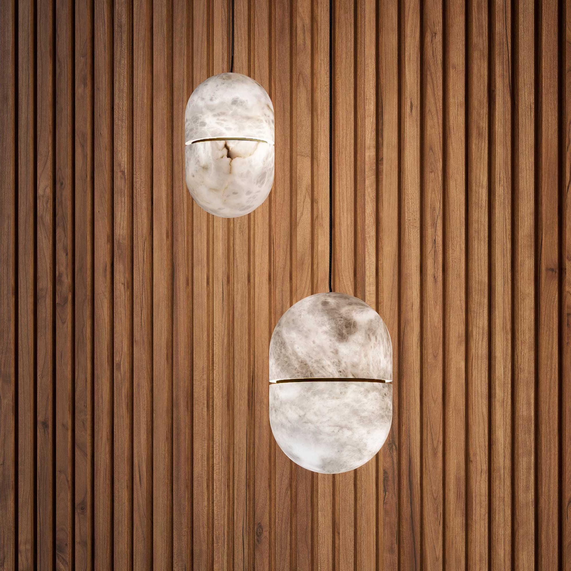 Strata Alabaster Pendant Light Capsule-shaped - Letslighting