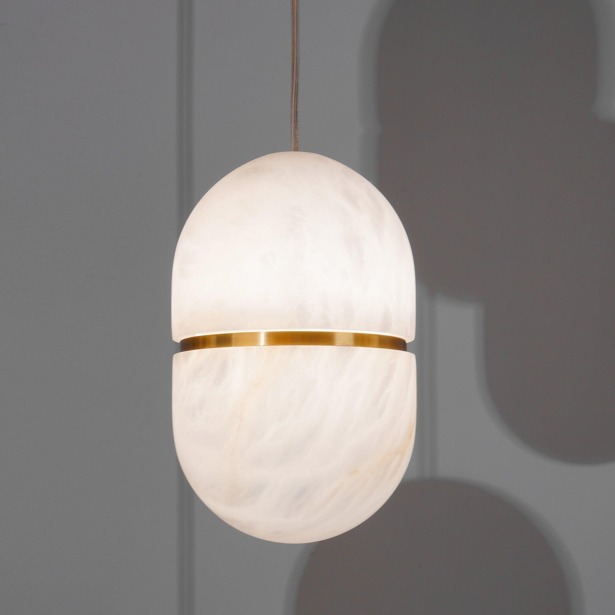 Strata Alabaster Pendant Light Capsule-shaped - Letslighting