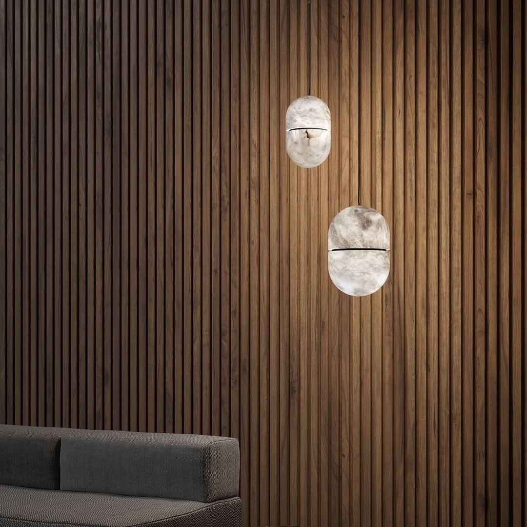 Strata Alabaster Pendant Light Capsule-shaped - Letslighting