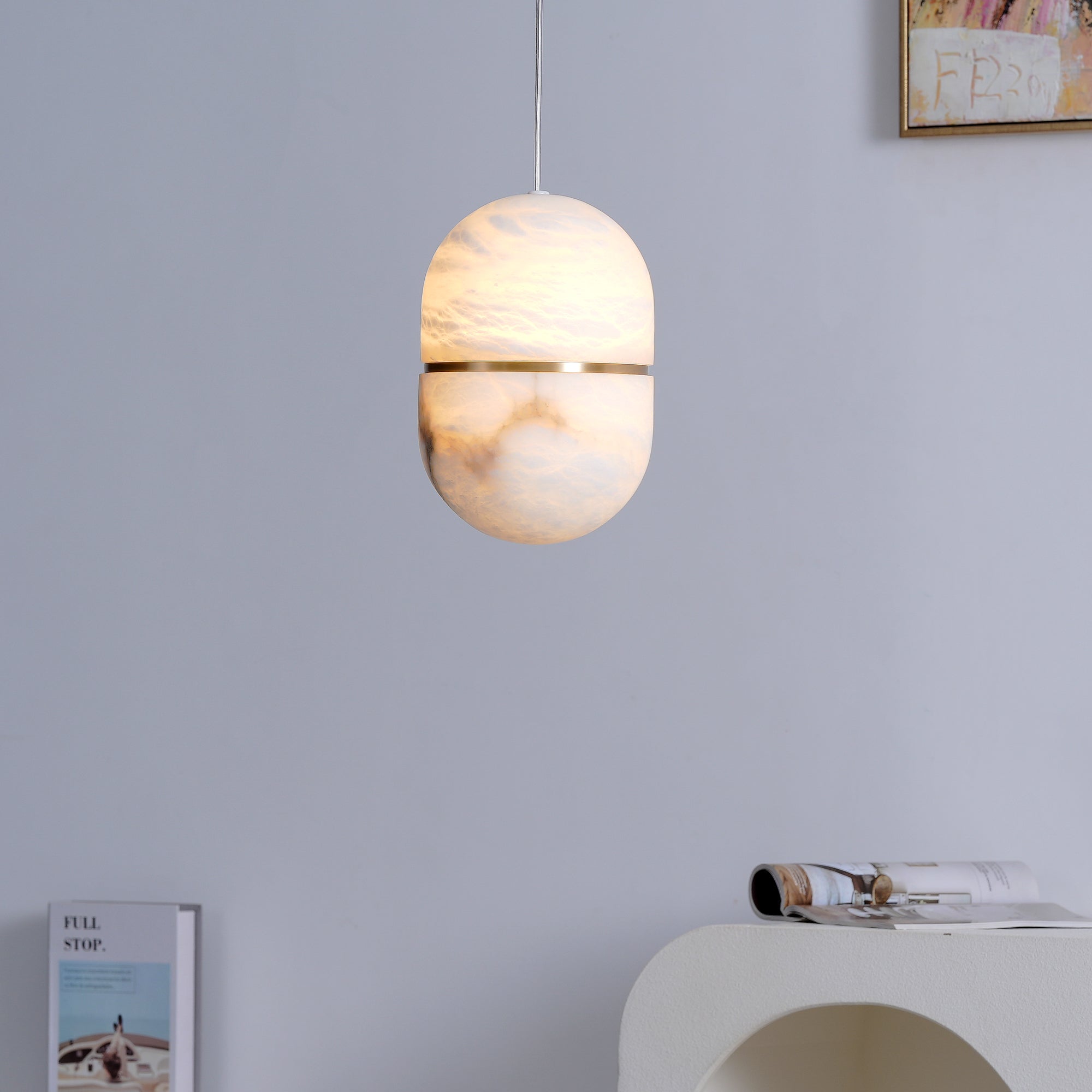 Strata Alabaster Pendant Light Capsule-shaped - Letslighting