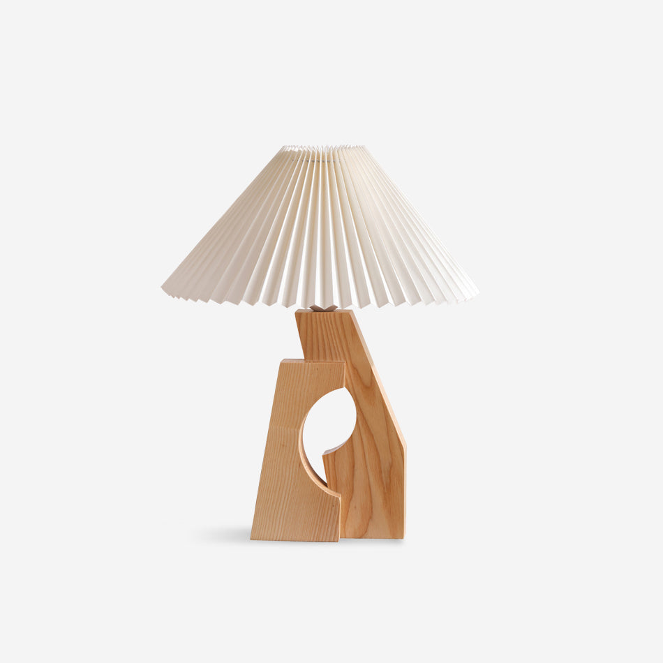 Zain Pleated Table Lamp Paper Pleated Wooden Sculptural - Letslighting