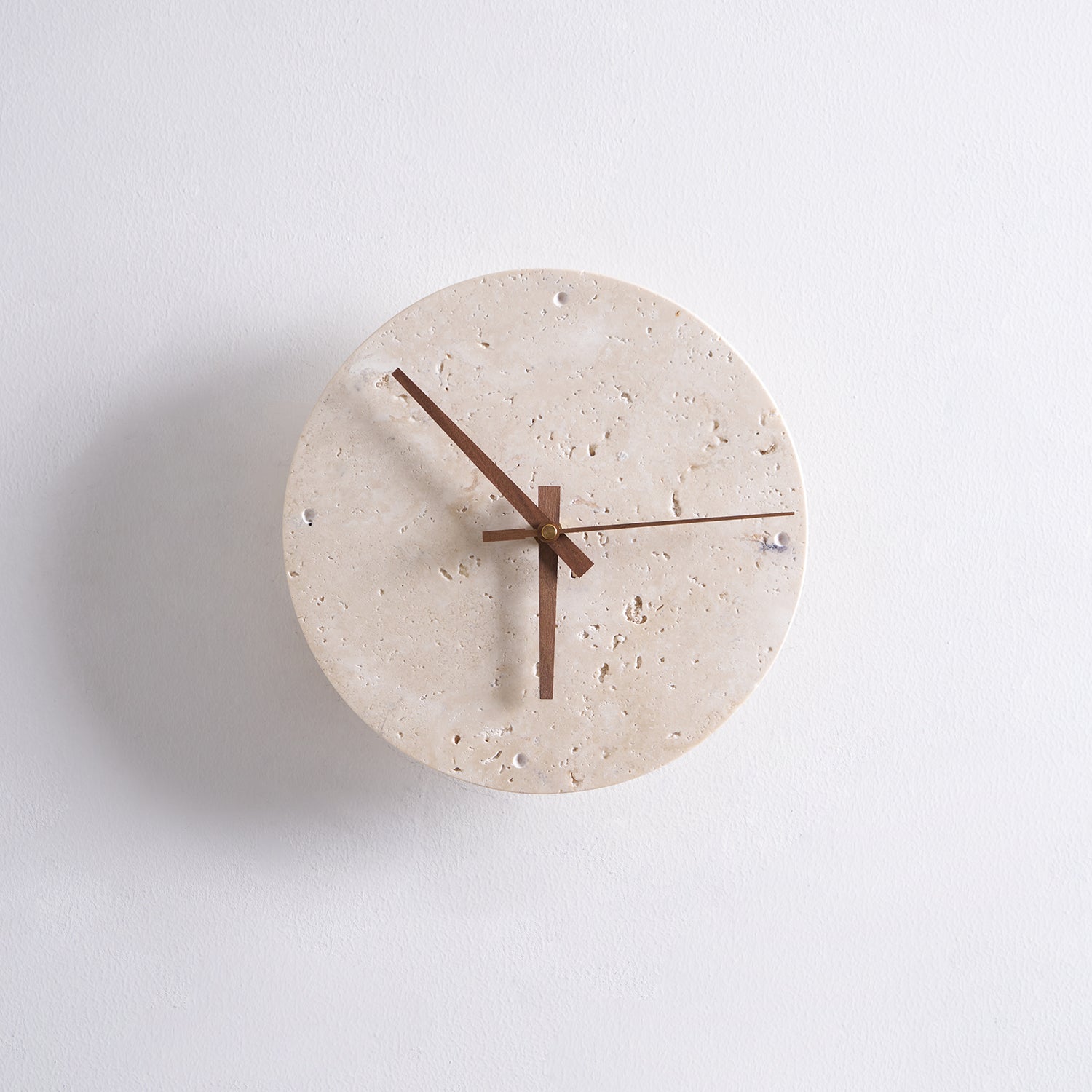 Wall Lamp Travertine Clock with Modern Minimalist Style Natural
