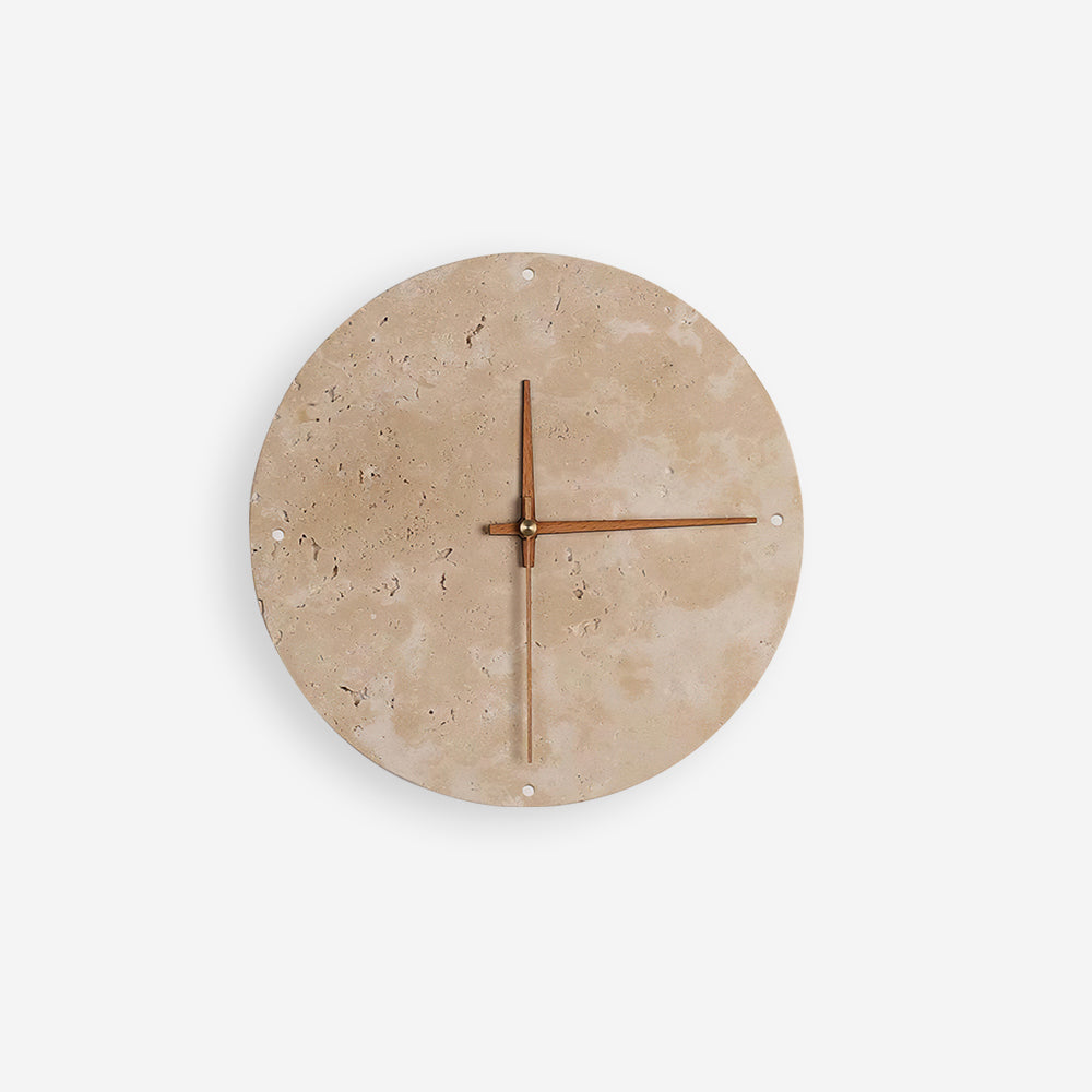 Wall Lamp Travertine Clock with Modern Minimalist Style Natural