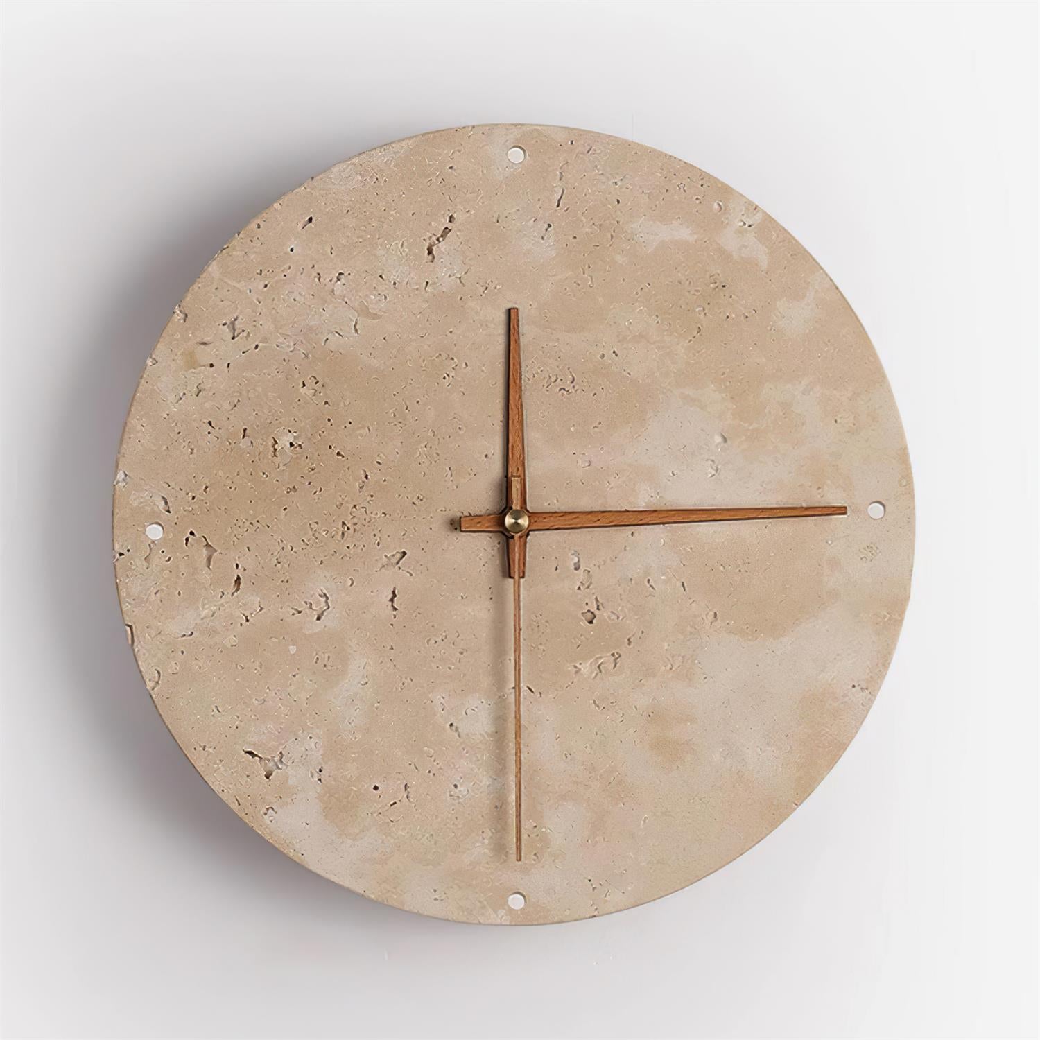 Wall Lamp Travertine Clock with Modern Minimalist Style Natural
