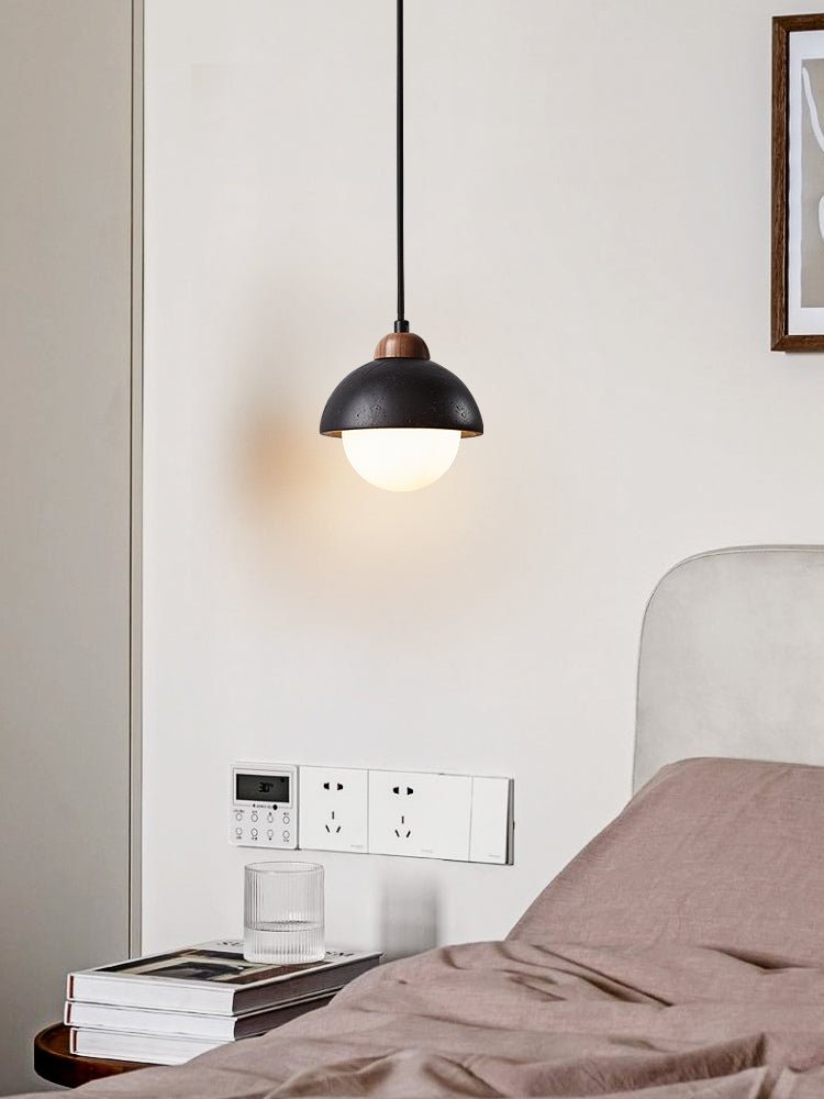 Zenith Modern Travertine & Wood Pendant Light