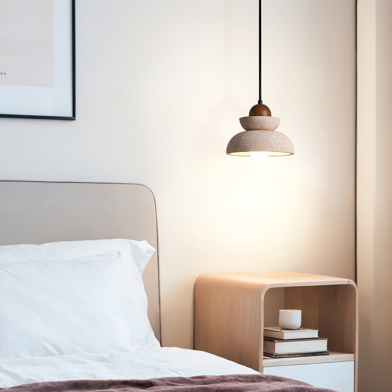 Zophaos Tiered-Bell Travertine Pendant Light - Letslighting