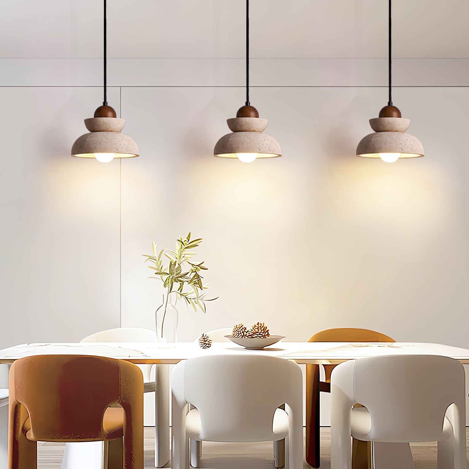 Zophaos Tiered-Bell Travertine Pendant Light - Letslighting