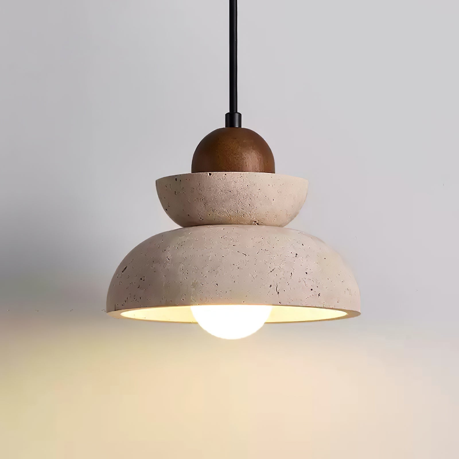Zophaos Tiered-Bell Travertine Pendant Light - Letslighting