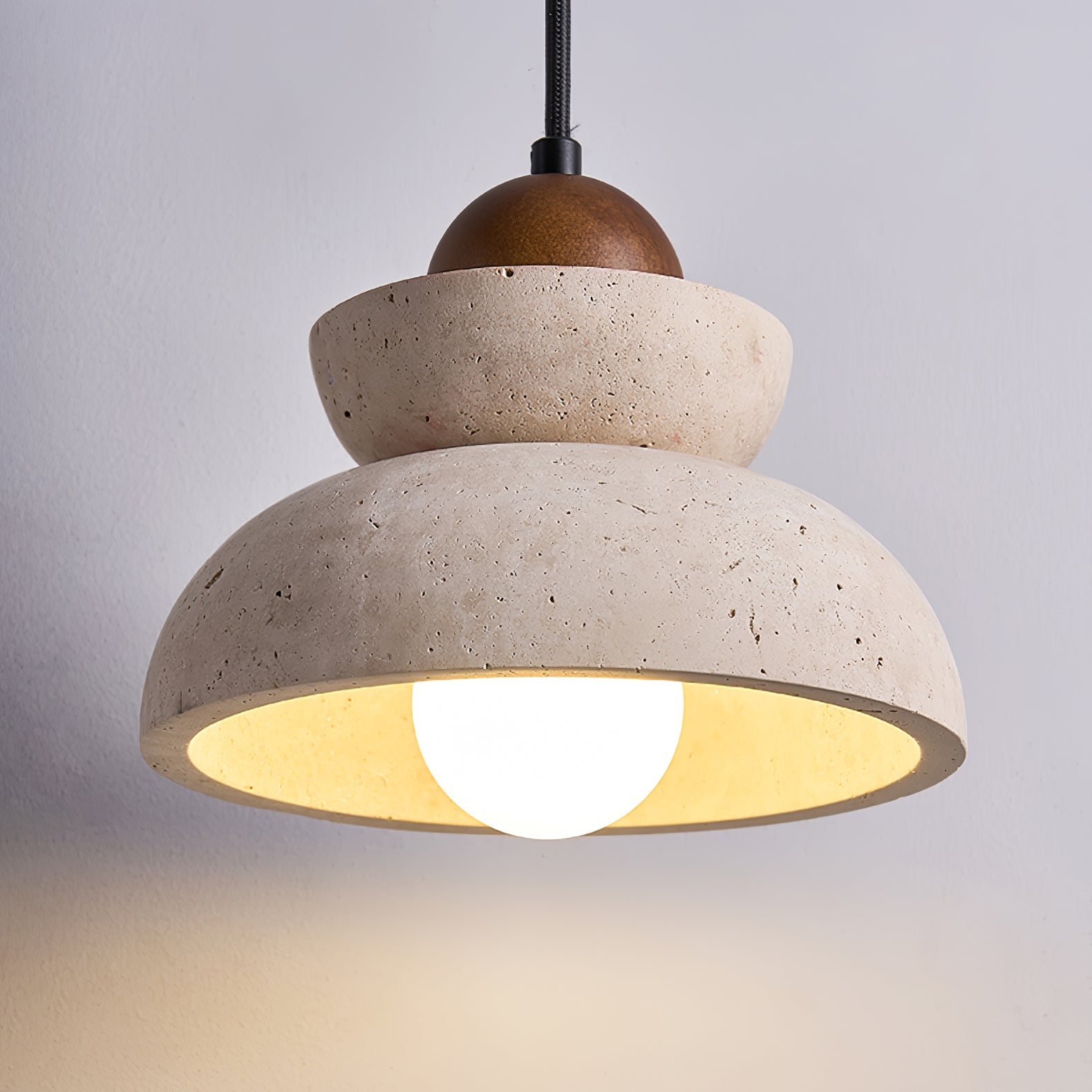 Zophaos Tiered-Bell Travertine Pendant Light - Letslighting