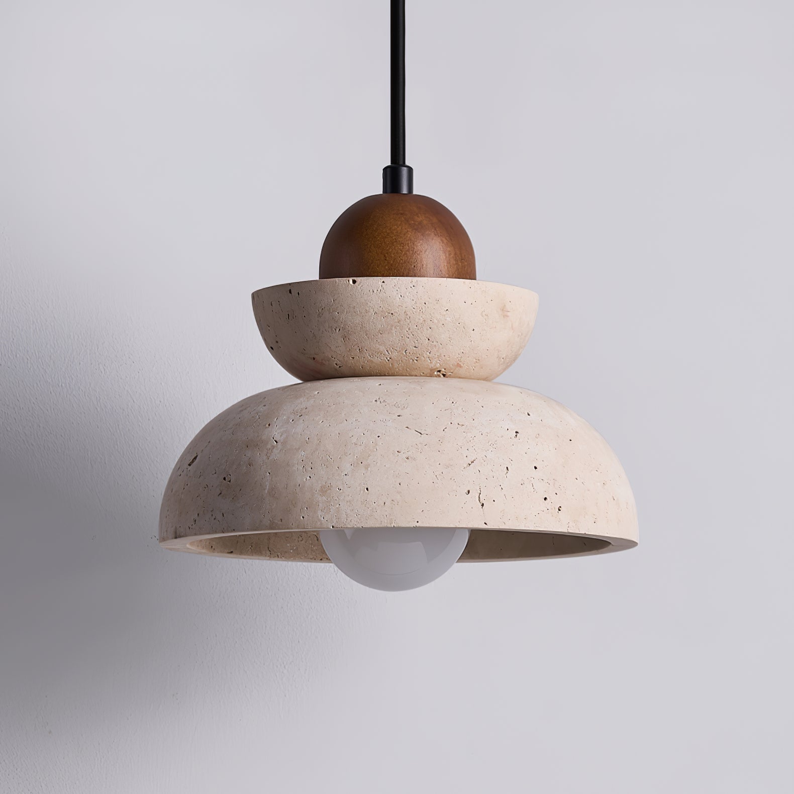 Zophaos Tiered-Bell Travertine Pendant Light - Letslighting
