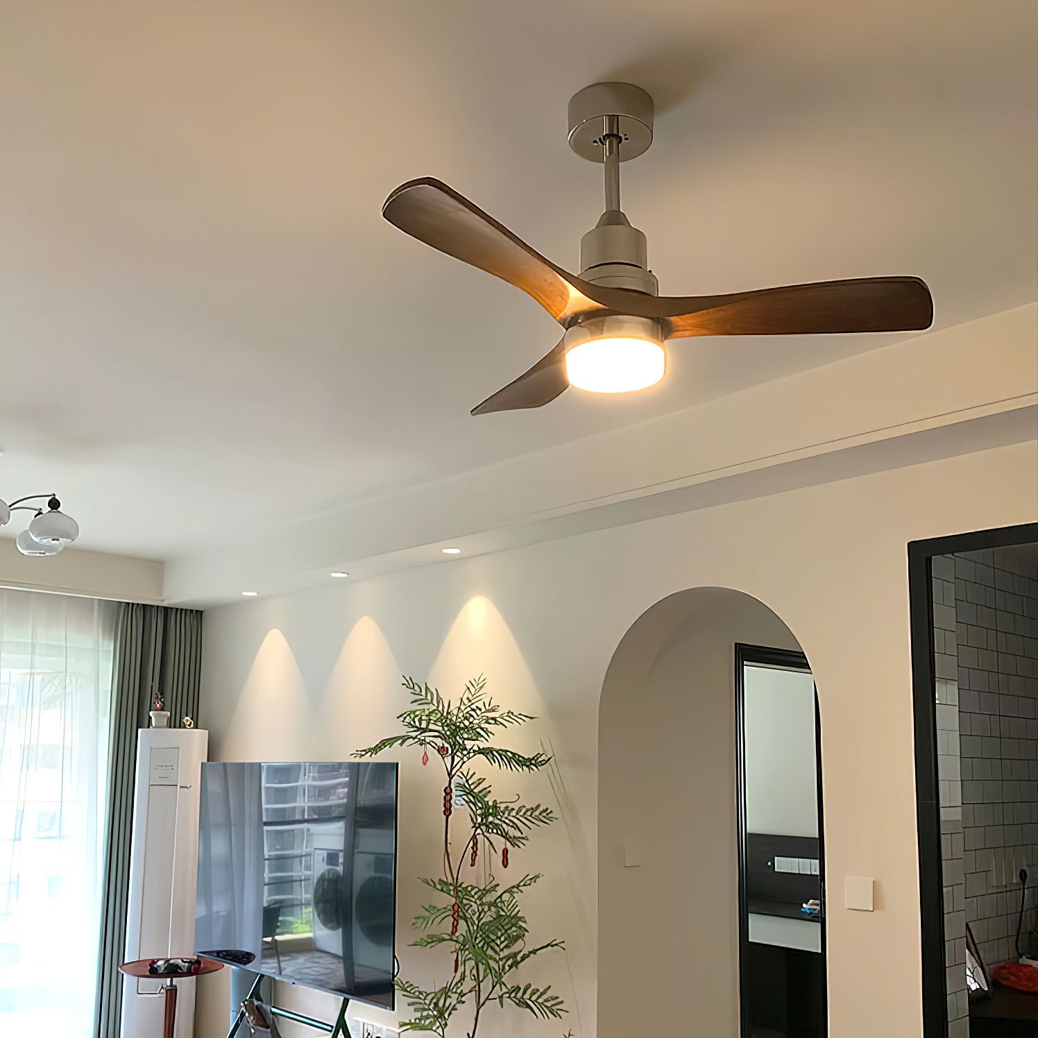 Zesolila Premium Natural Wooden Fan Ceiling Light - Letslighting