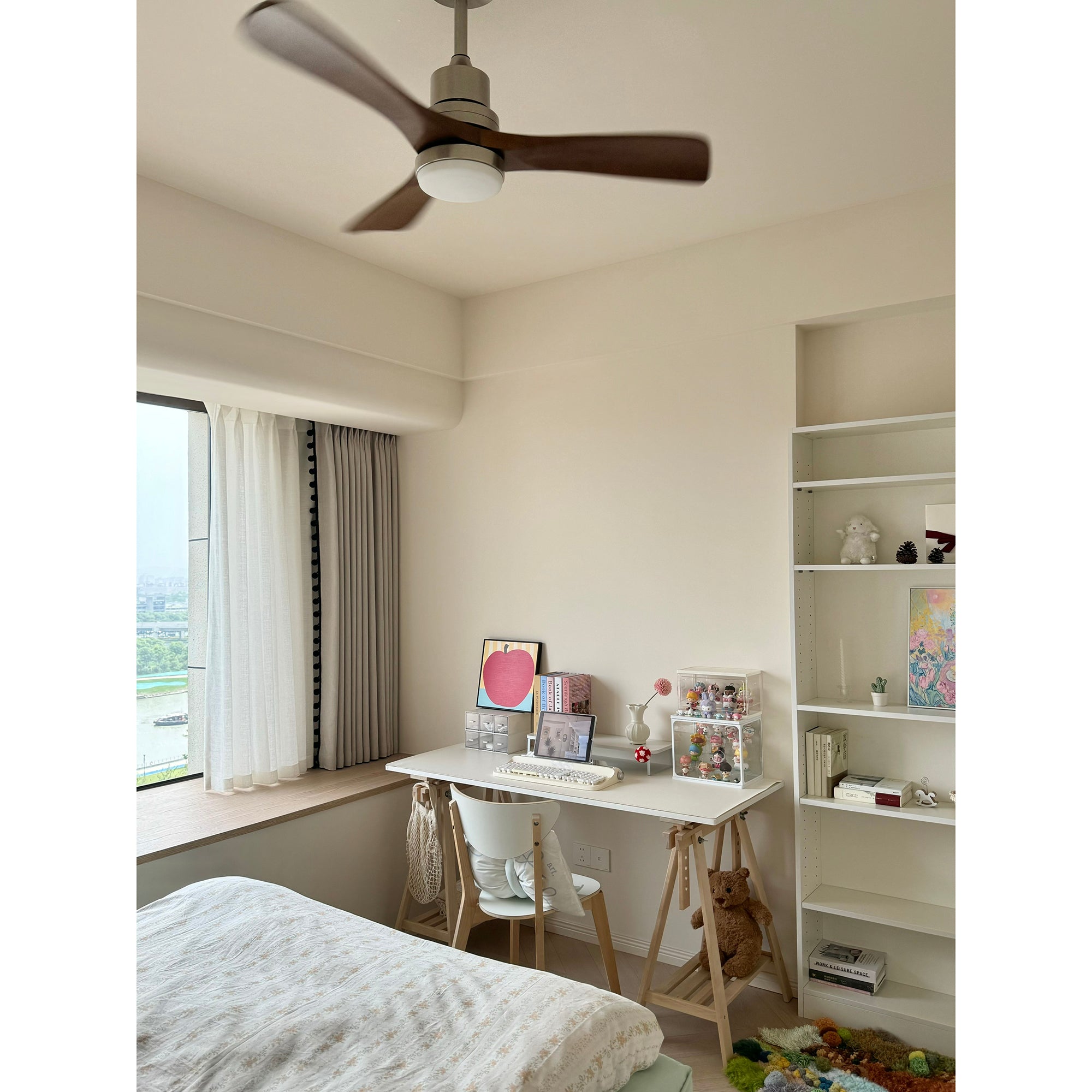 Zesolila Premium Natural Wooden Fan Ceiling Light - Letslighting