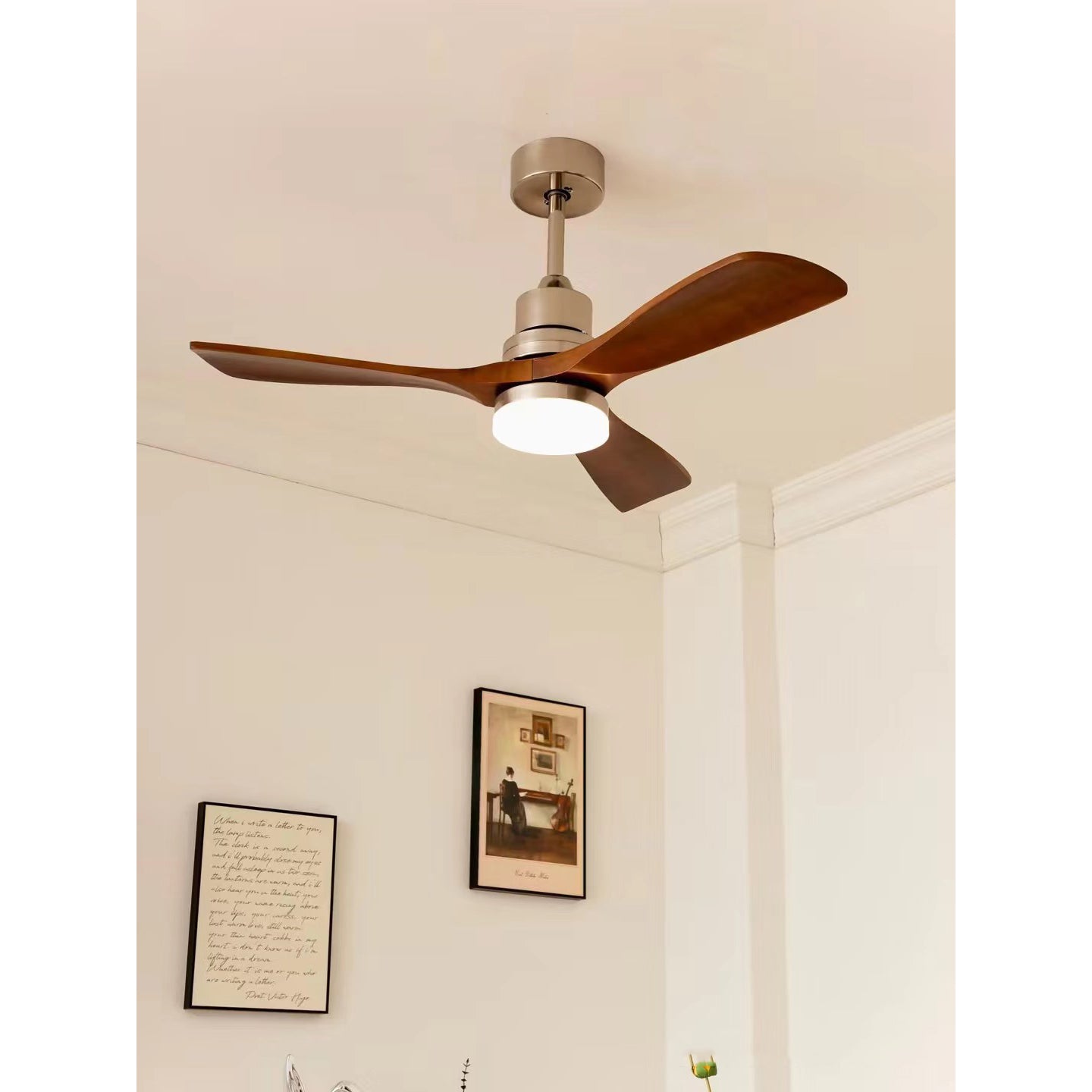 Zesolila Premium Natural Wooden Fan Ceiling Light - Letslighting