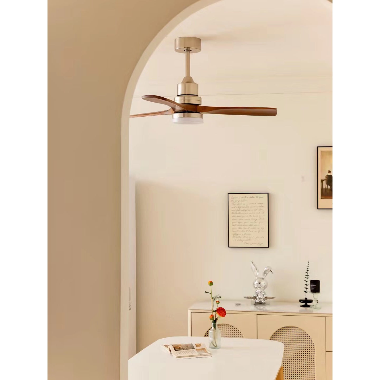 Zesolila Premium Natural Wooden Fan Ceiling Light - Letslighting