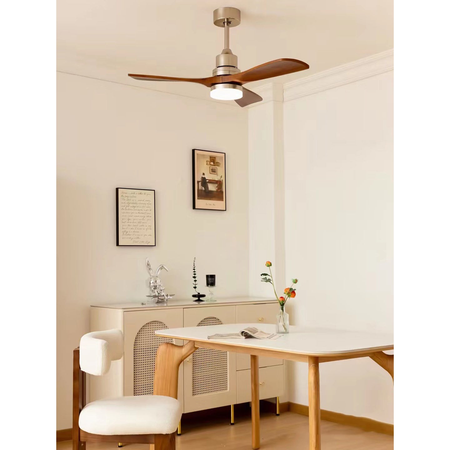 Zesolila Premium Natural Wooden Fan Ceiling Light - Letslighting