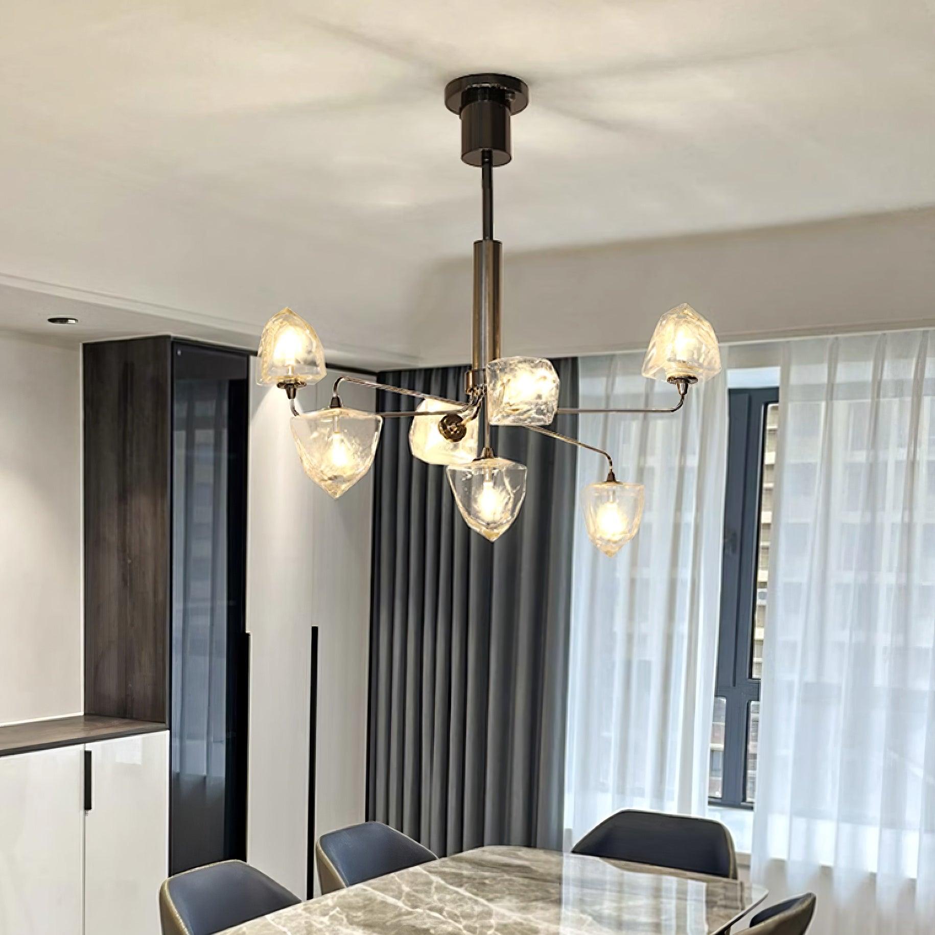 Zevin Chandelier Glass Gold Elegant - Letslighting