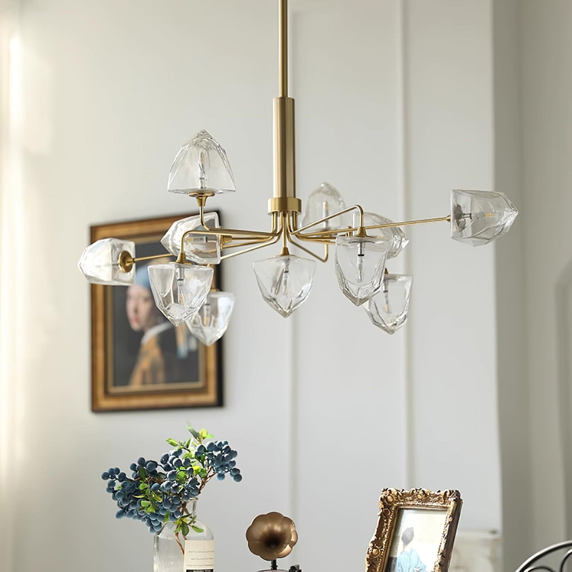 Zevin Chandelier Glass Gold Elegant - Letslighting