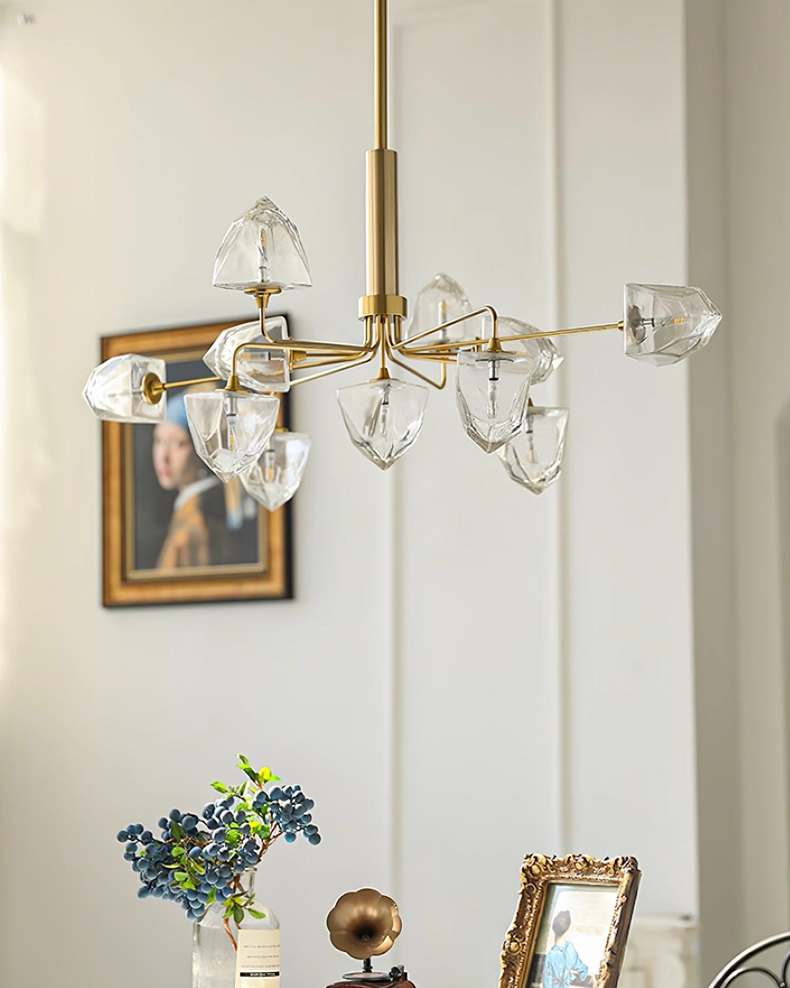 Zevin Chandelier Glass Gold Elegant - Letslighting