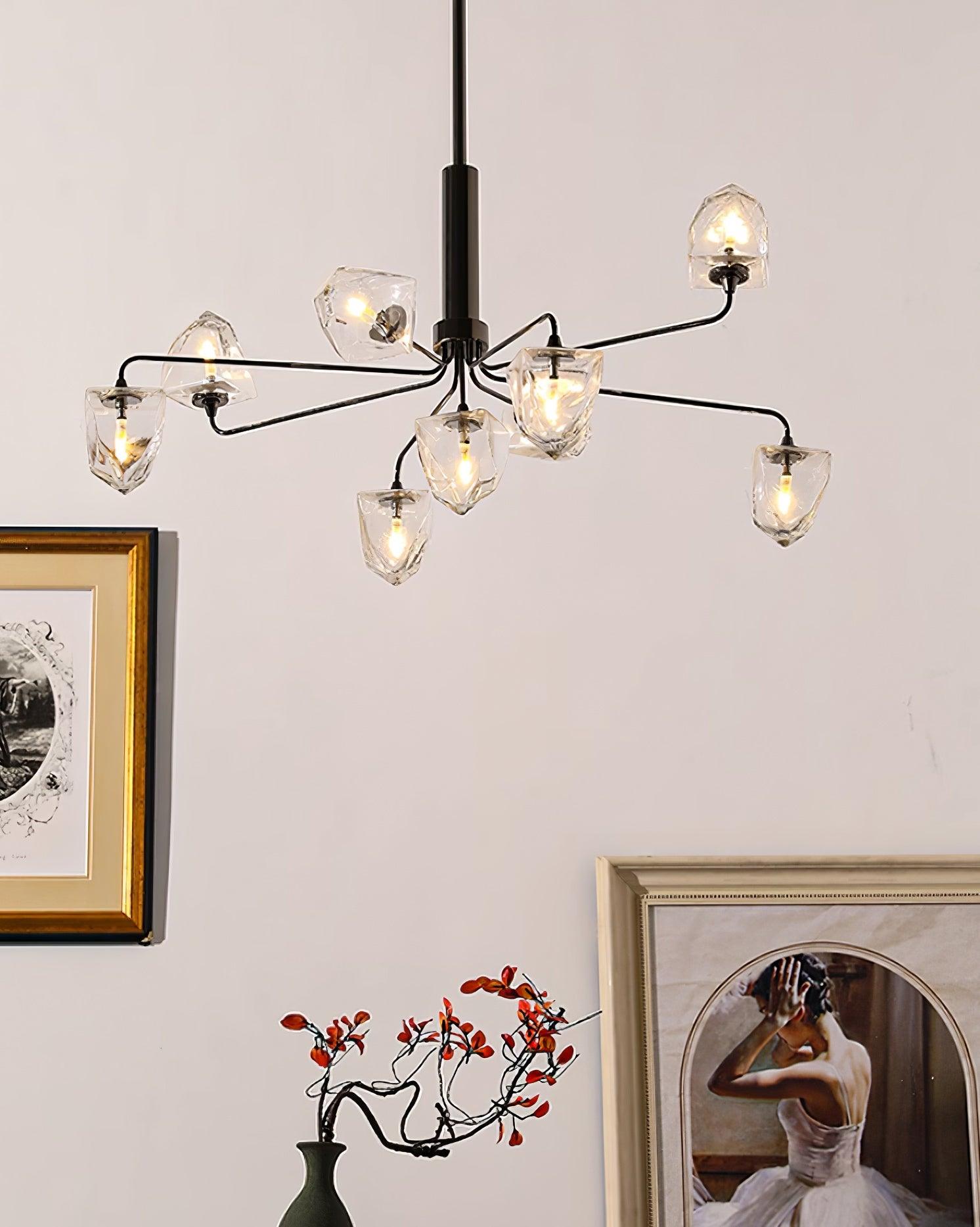 Zevin Chandelier Glass Gold Elegant - Letslighting