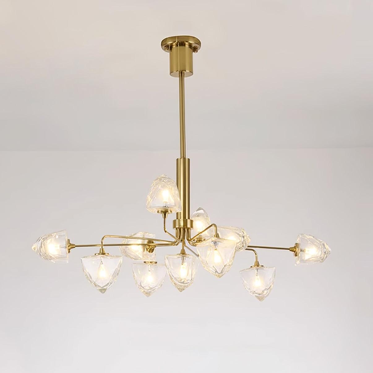 Zevin Chandelier Glass Gold Elegant - Letslighting