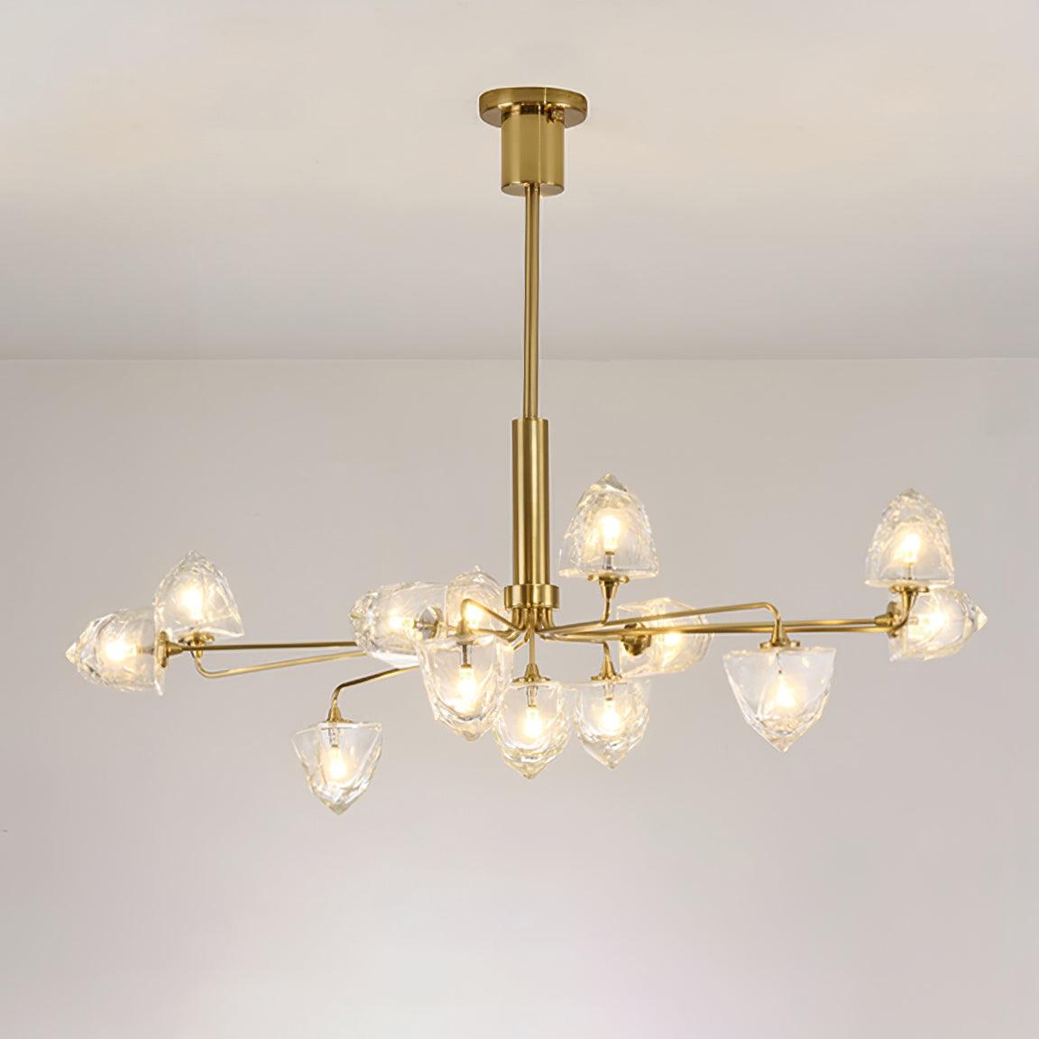 Zevin Chandelier Glass Gold Elegant - Letslighting