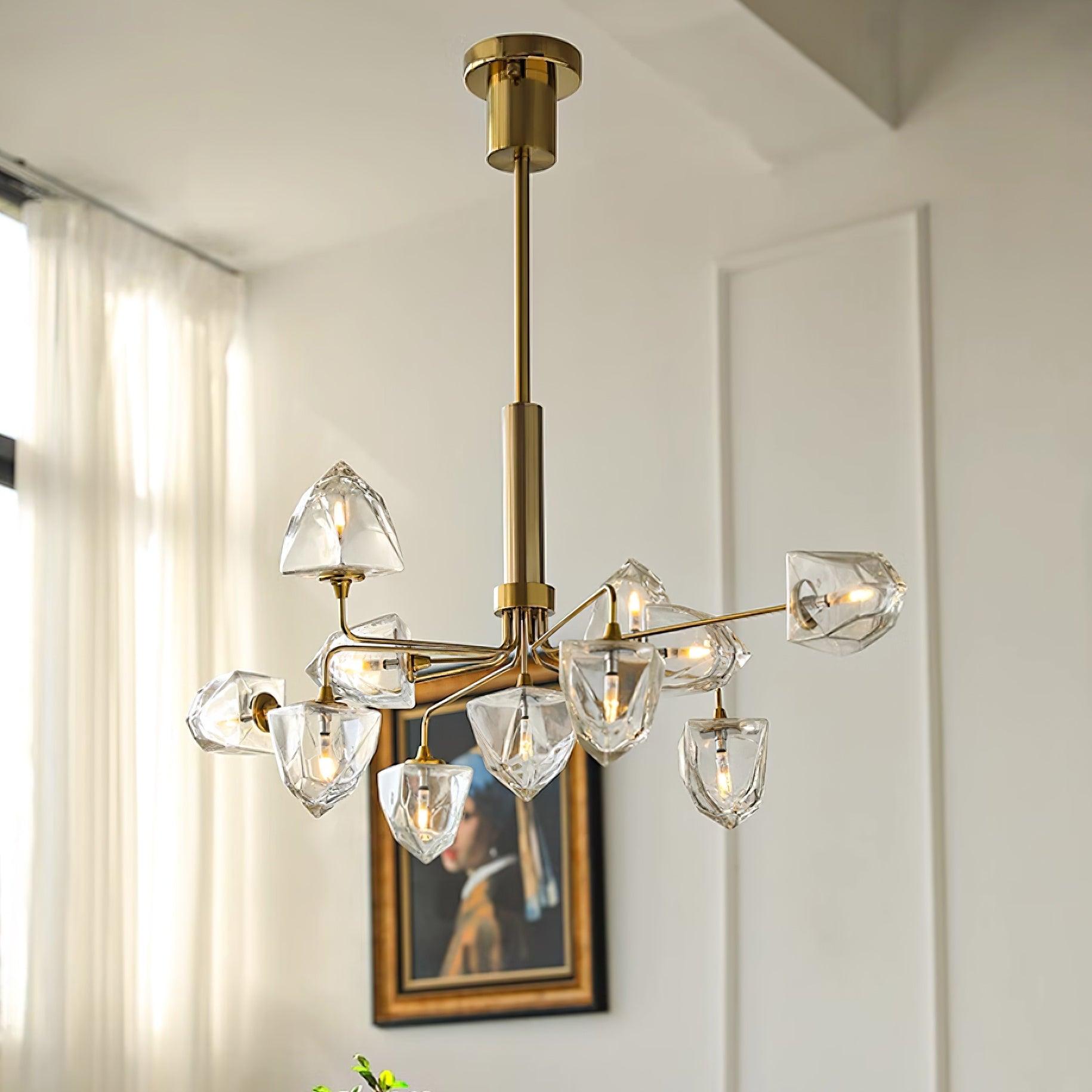 Zevin Chandelier Glass Gold Elegant - Letslighting