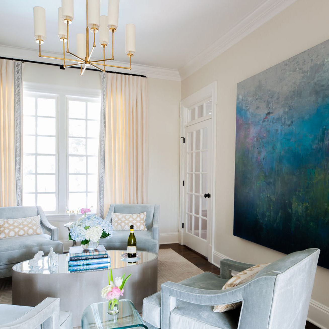Artemis Chandelier Brass Fabric - Letslighting