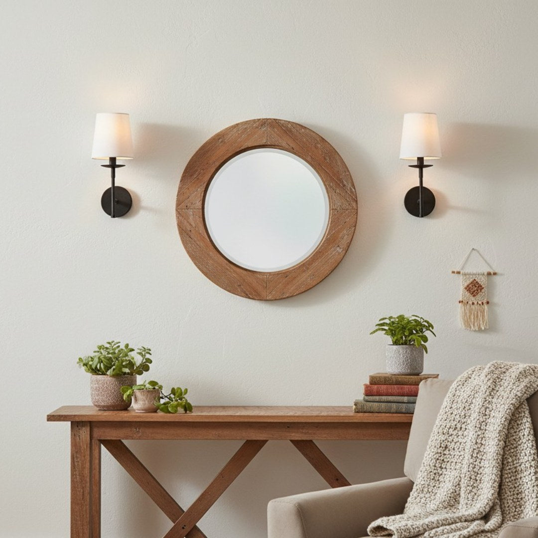 Lodge Brass Fabric Wall Light