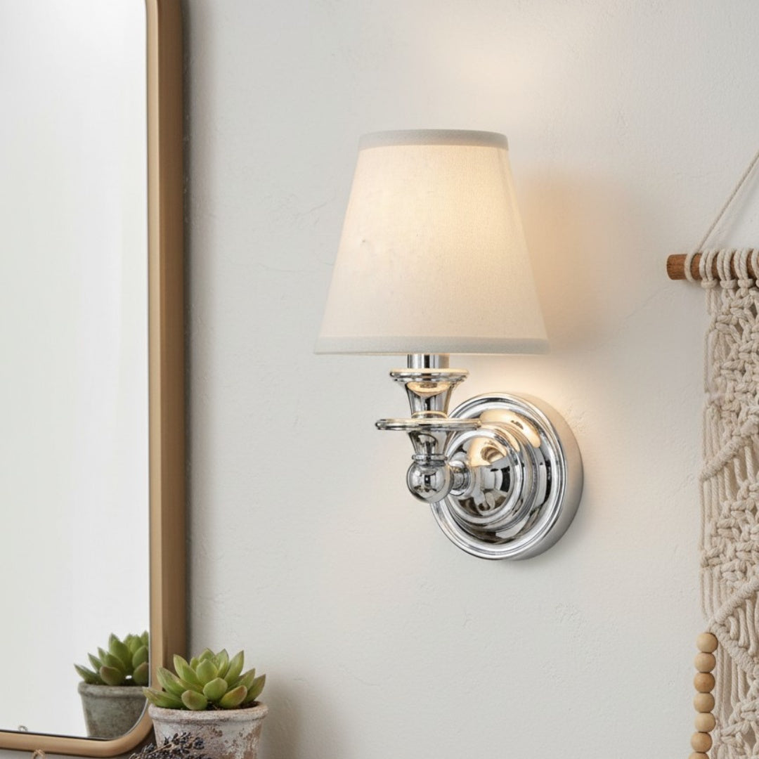 Elite White Fabric Wall Sconce Contemporary Bathrooms