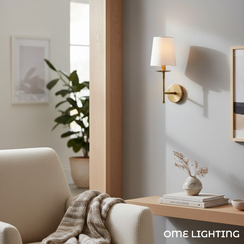 Lodge Brass Fabric Wall Light
