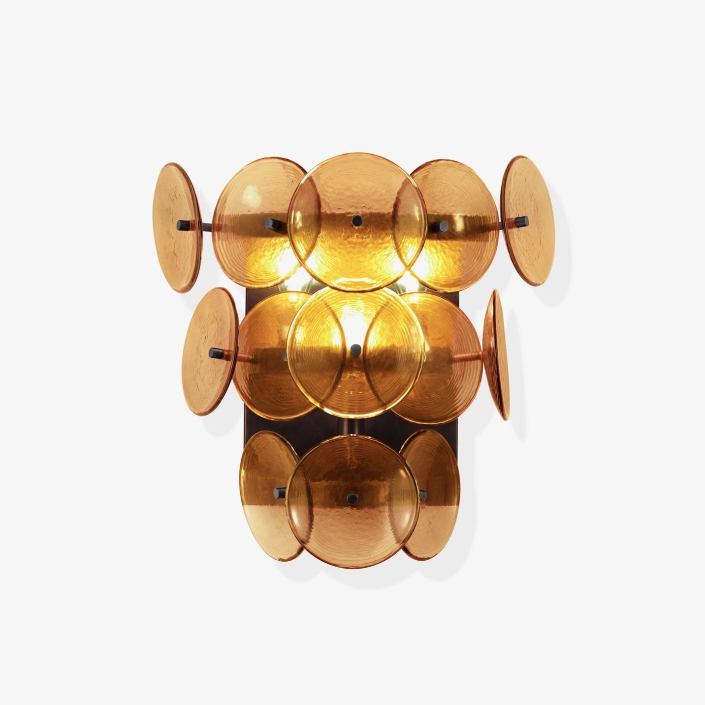 Aurora Wall Sconce Pressed Glass Disc Vintage Amber