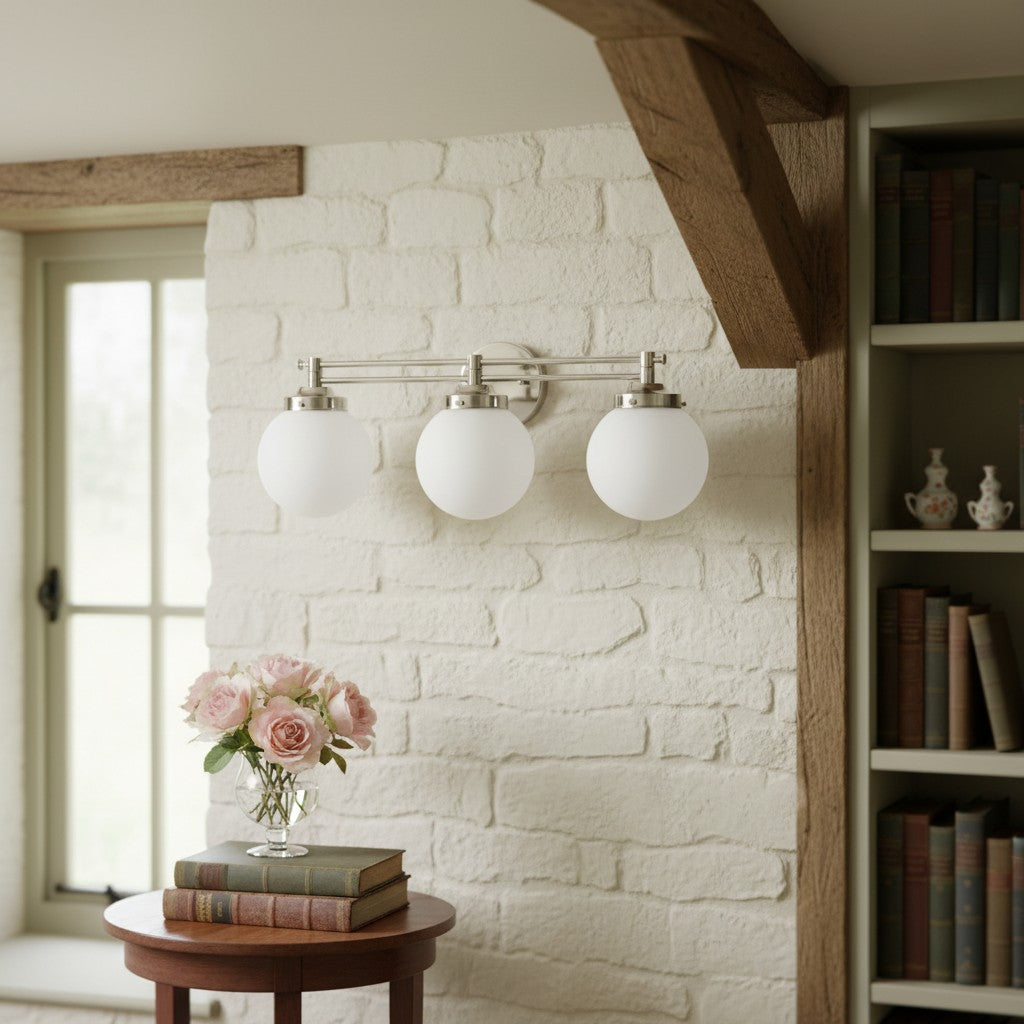 Pearl Wall Sconce Milk Glass Antique Brass  for  Bedroom