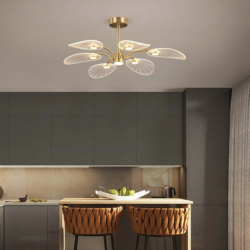 Arisha Art Deco Leaf Acrylic Chandelier - Letslighting